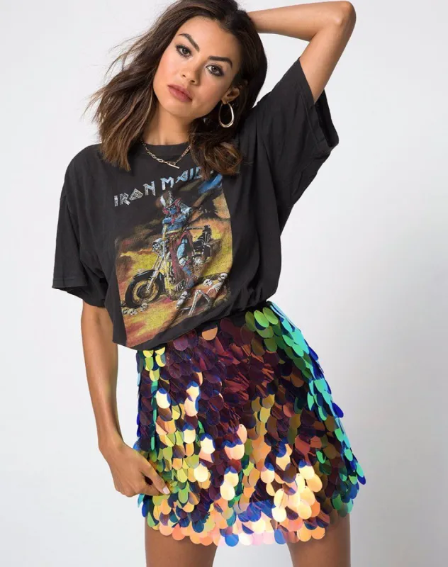 Wyne Skirt in Tear Drop Sequin Pink Oil sold by Motel Rocks