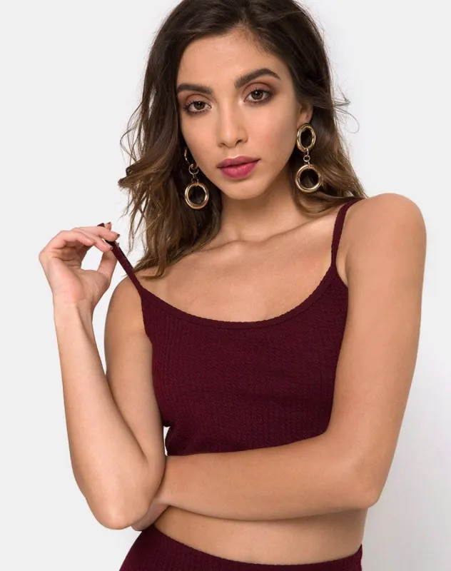 Bliss Crop Top in Burgundy sold by Motel Rocks