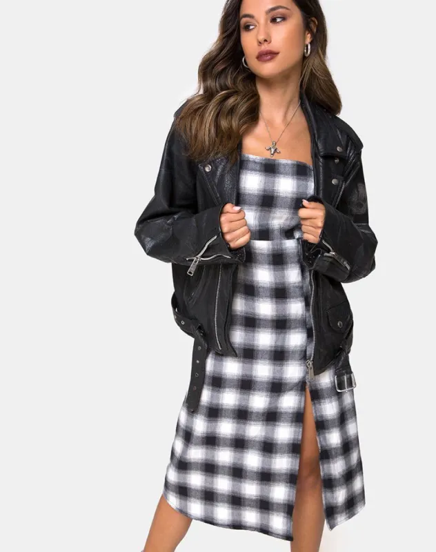 Kaoya Dress in Plaid Black White sold by Motel Rocks