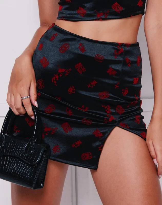 Wren Skirt in Japanese Blossom sold by Motel Rocks