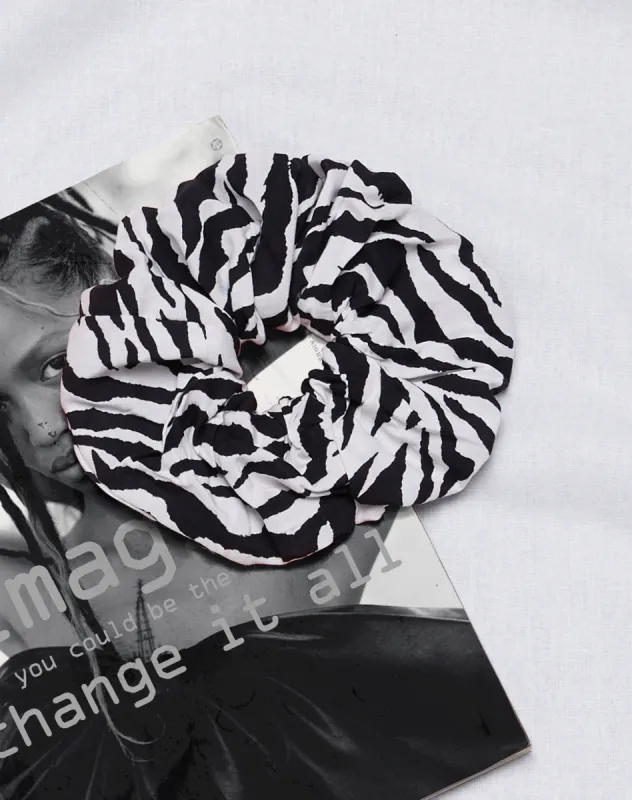 XL Scrunchie in 90's Zebra sold by Motel Rocks