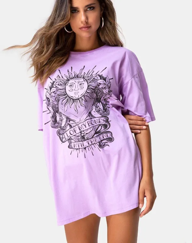 Sunny Kiss Tee in Lilac All of My Bones sold by Motel Rocks