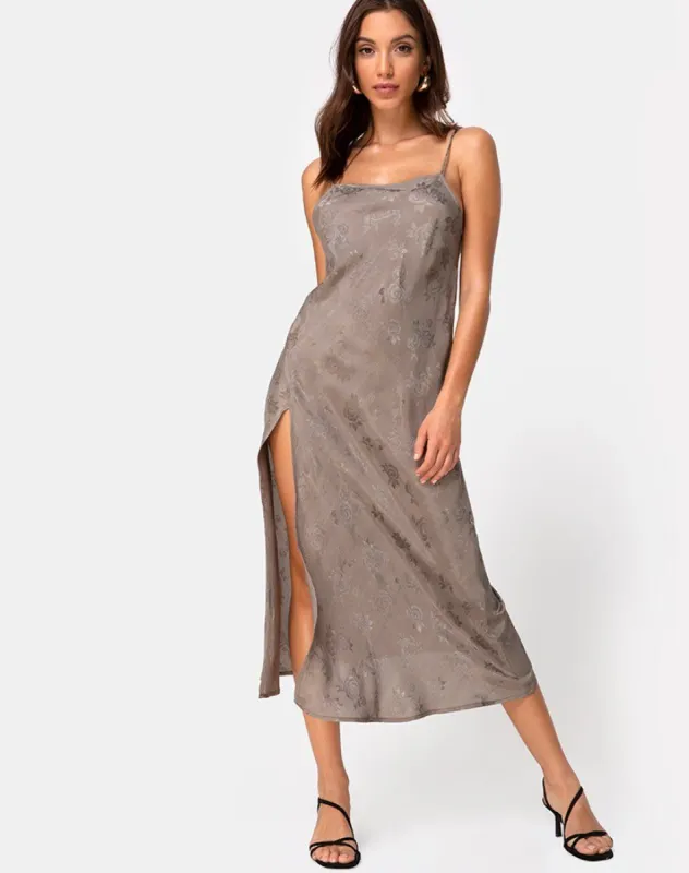 Quinty Dress in Satin Rose Silver Grey sold by Motel Rocks