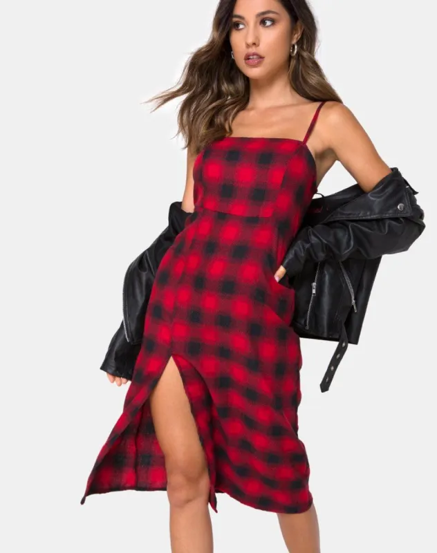 Kaoya Dress in Plaid Red and Black sold by Motel Rocks