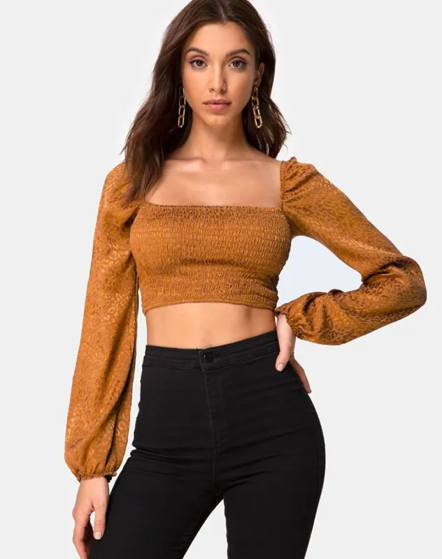 Elina Top in Satin Cheetah Gold sold by Motel Rocks