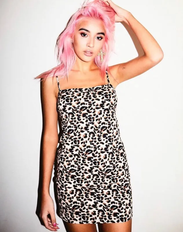 Selah Bodycon Dress in Pink Panther sold by Motel Rocks