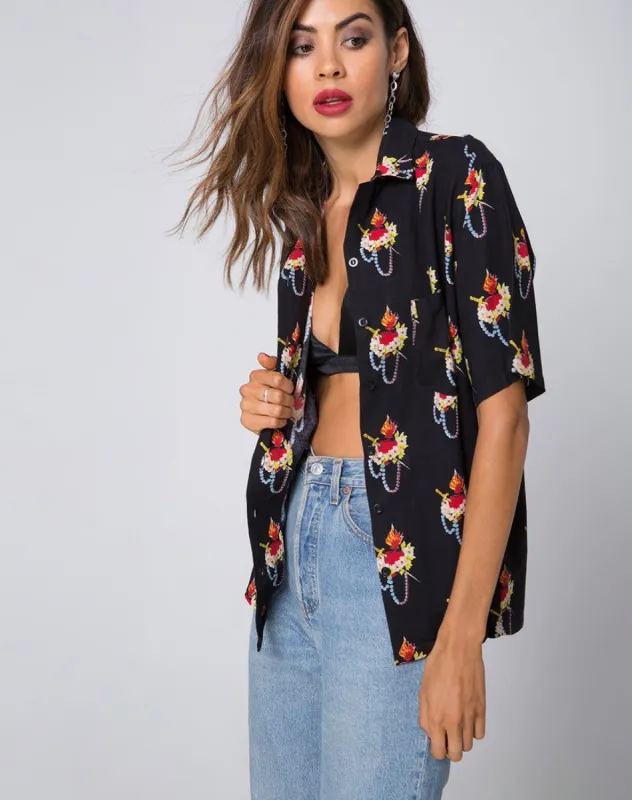 Hawaiian Shirt in Sacred Heart made by Motel Rocks