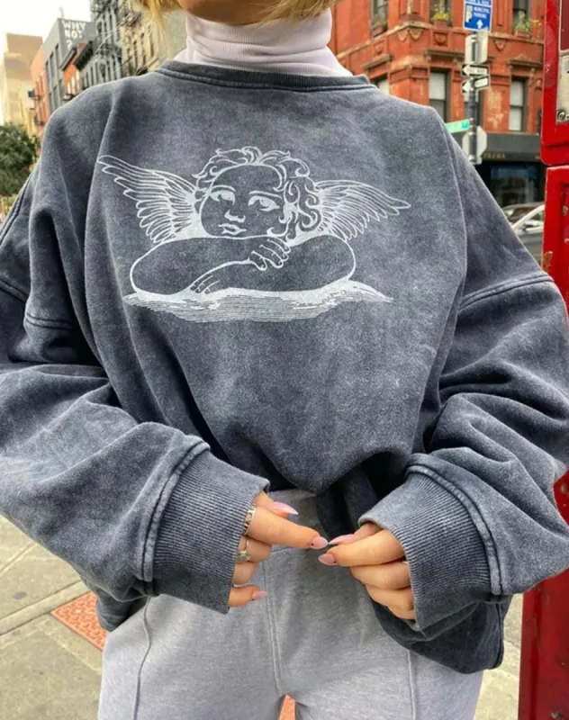 Glo Sweatshirt in Stone Wash Angelo sold by Motel Rocks