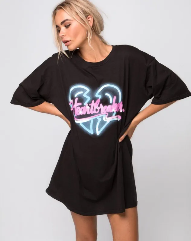 Sunny Kiss Tee in Black Heart Breaker sold by Motel Rocks