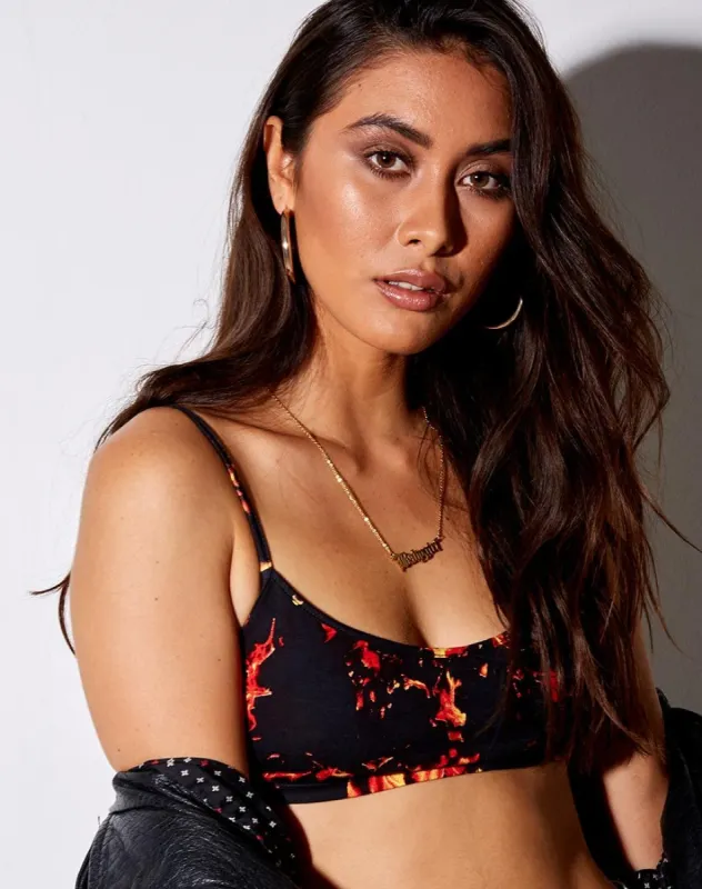 Micro Crop Top in Fire sold by Motel Rocks