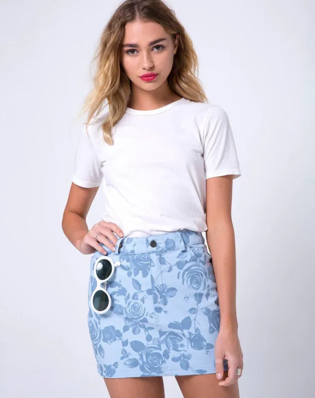 Mini Broomy Skirt in Sky Rose sold by Motel Rocks