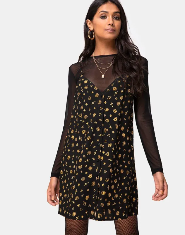 Sanna Slip Dress in Mini Astro Black sold by Motel Rocks