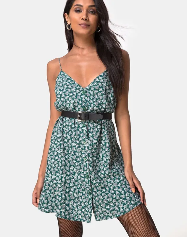 Sanna Slip Dress in Floral Bloom Green sold by Motel Rocks
