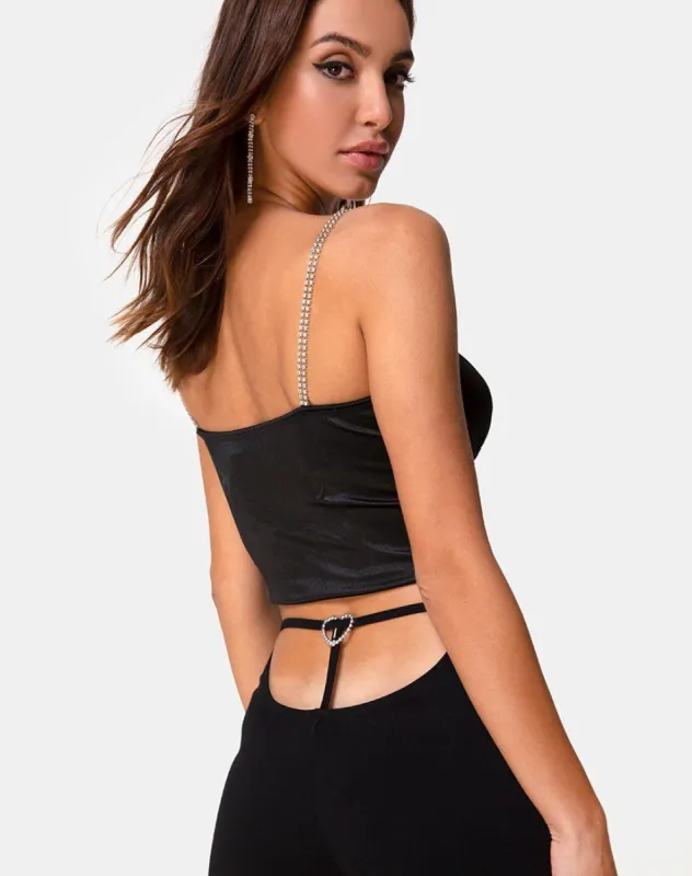 Hearty Flare Trouser in Black Spandex sold by Motel Rocks