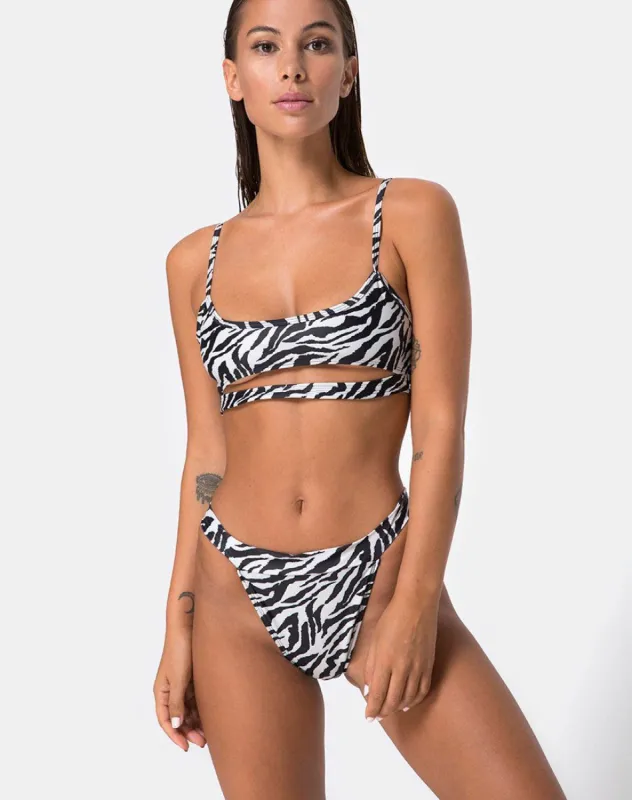 Bulvya Bikini Top in Mini Zebra sold by Motel Rocks