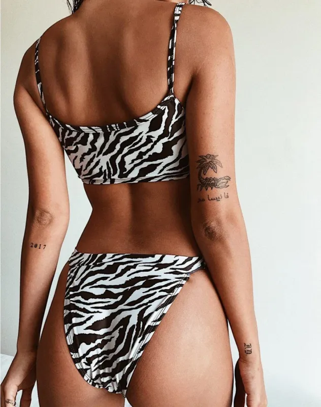 Bulvya Bikini Bottom in Mini Zebra sold by Motel Rocks