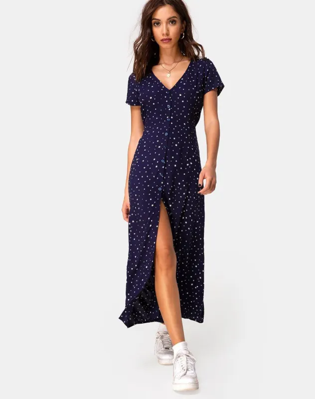 Sanrin Midi Dress in Starstruck Navy sold by Motel Rocks