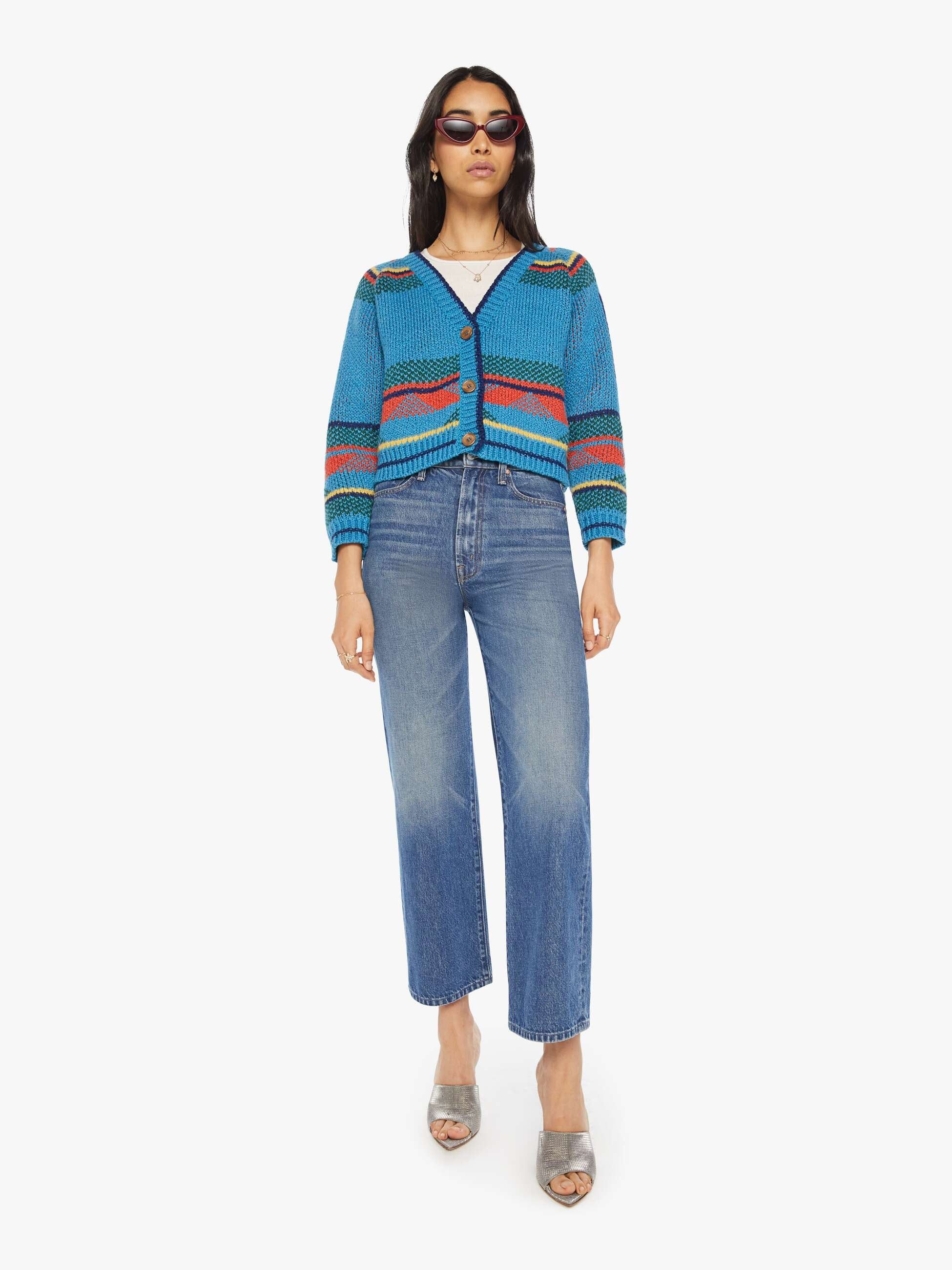 The Raglan Crop Cardigan - Oh You Pretty Thing Dazzling Blue sold by MOTHER product image thumbnail 5