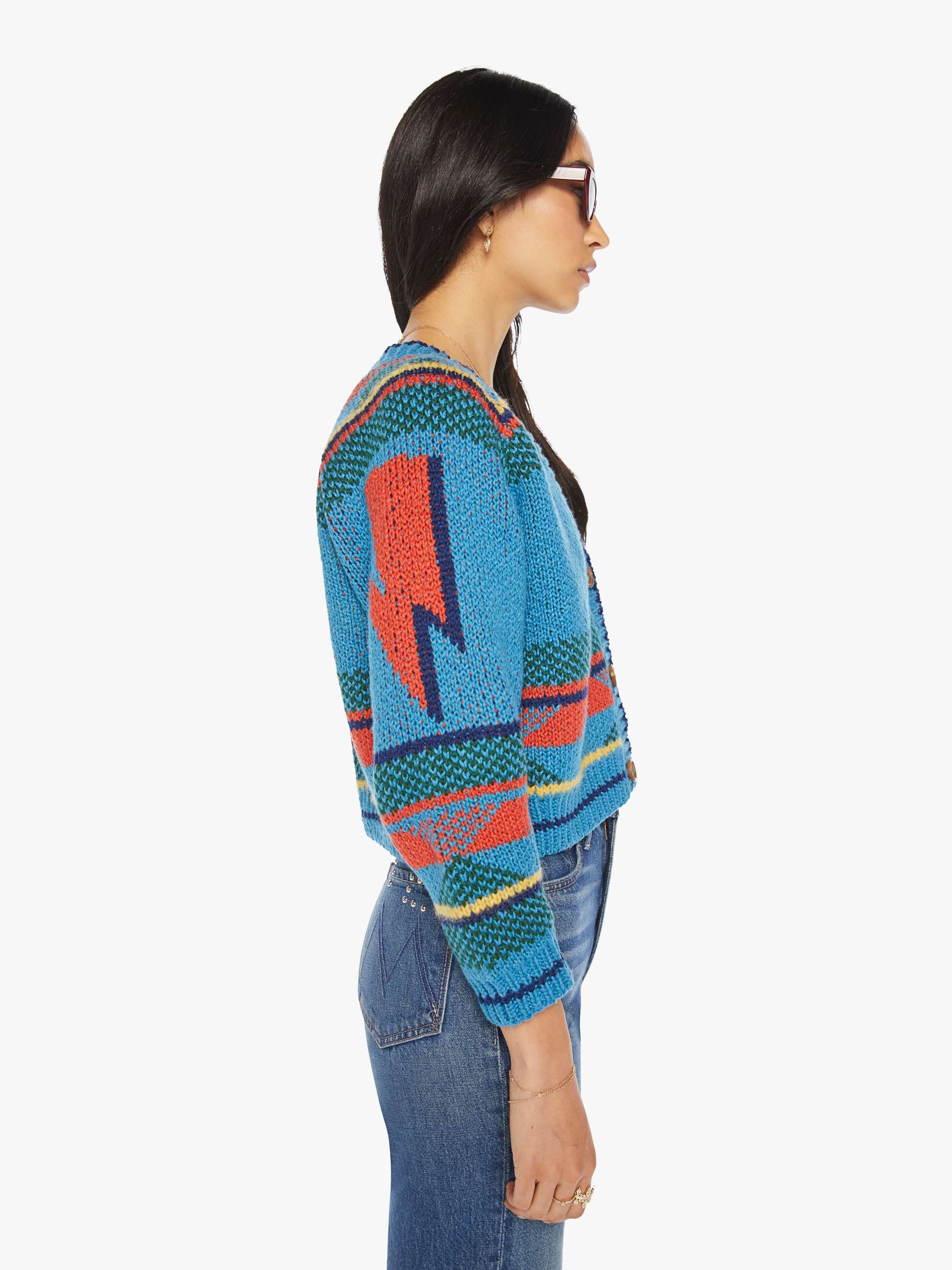 The Raglan Crop Cardigan - Oh You Pretty Thing Dazzling Blue sold by MOTHER product image thumbnail 3