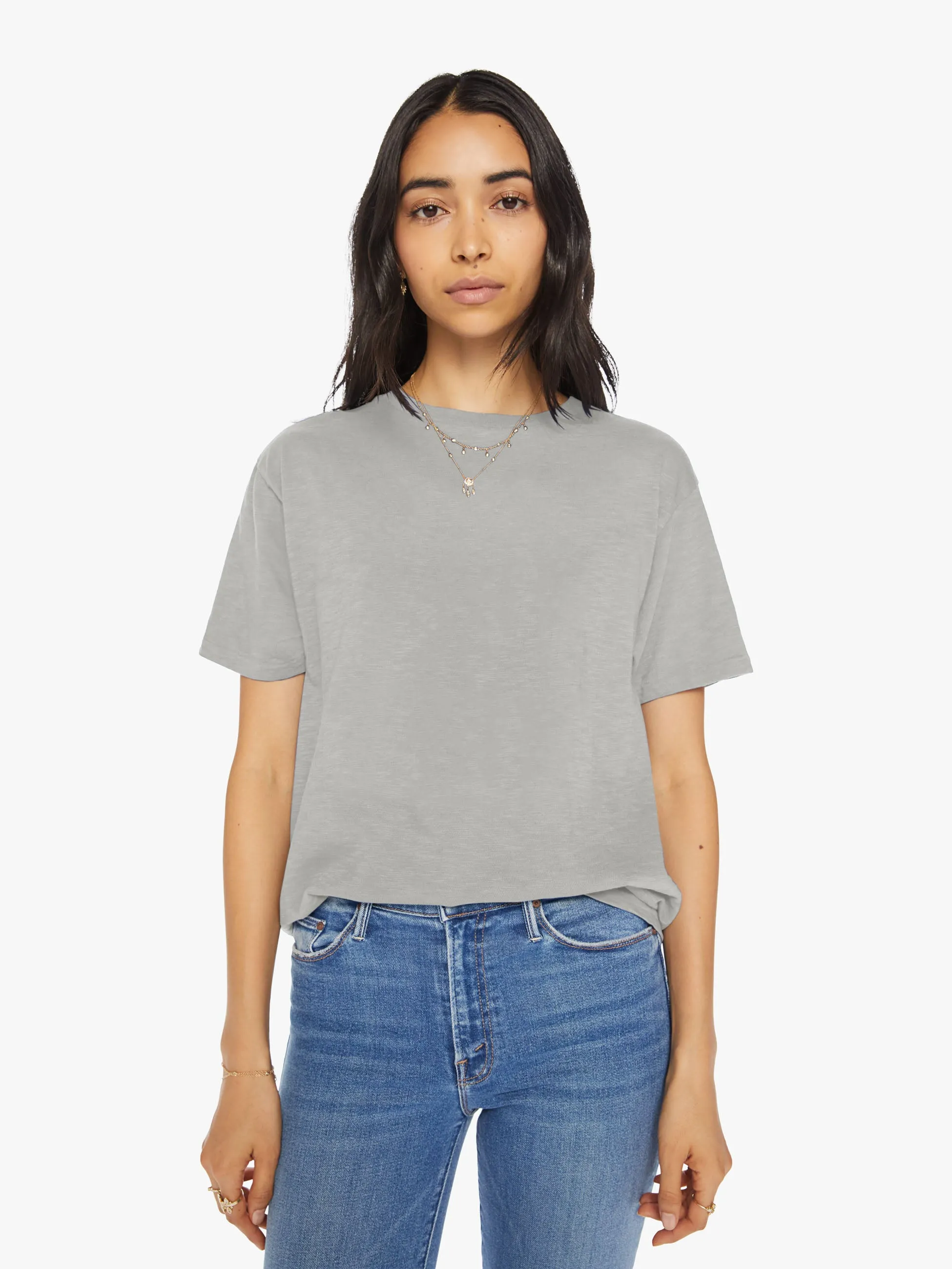 Velva Sheen Rolled Short Sleeve Tee - Grey sold by MOTHER
