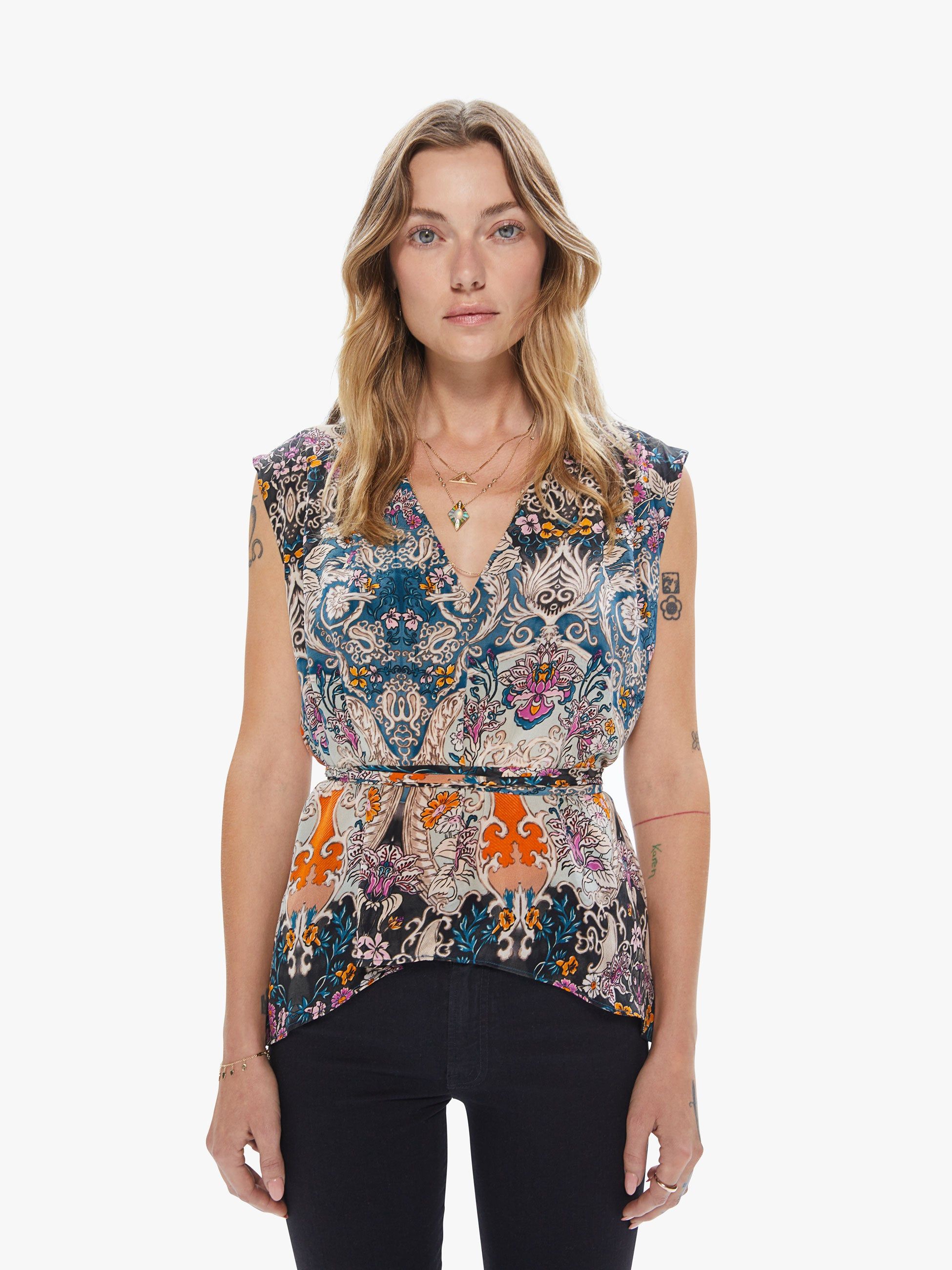 Maria Cher Manuela Top - Besalu Blue sold by MOTHER product image thumbnail 2