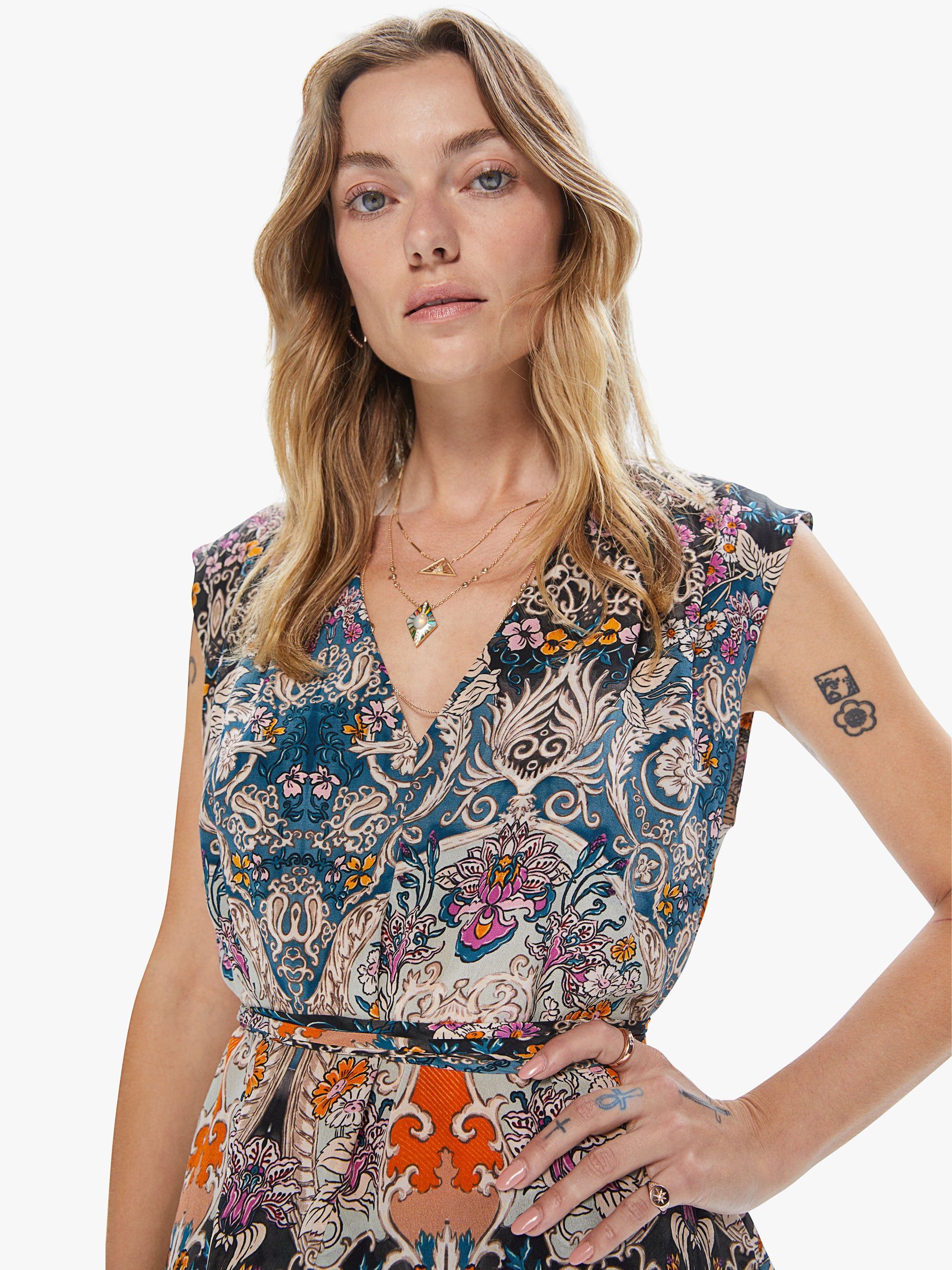 Maria Cher Manuela Top - Besalu Blue sold by MOTHER product image thumbnail 6