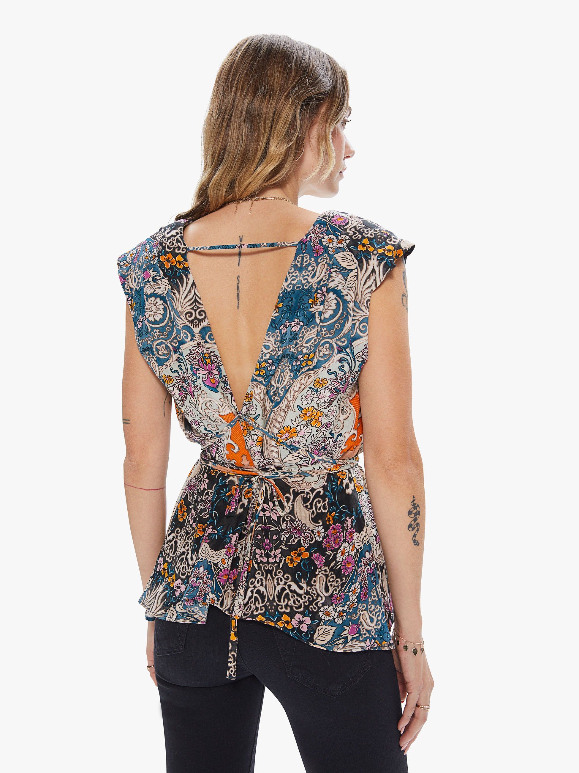 Maria Cher Manuela Top - Besalu Blue sold by MOTHER product image thumbnail 4