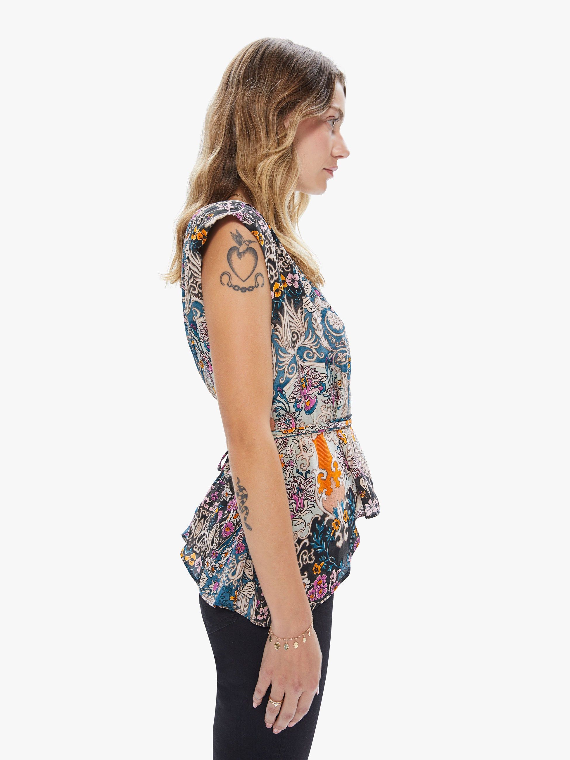 Maria Cher Manuela Top - Besalu Blue sold by MOTHER product image thumbnail 3