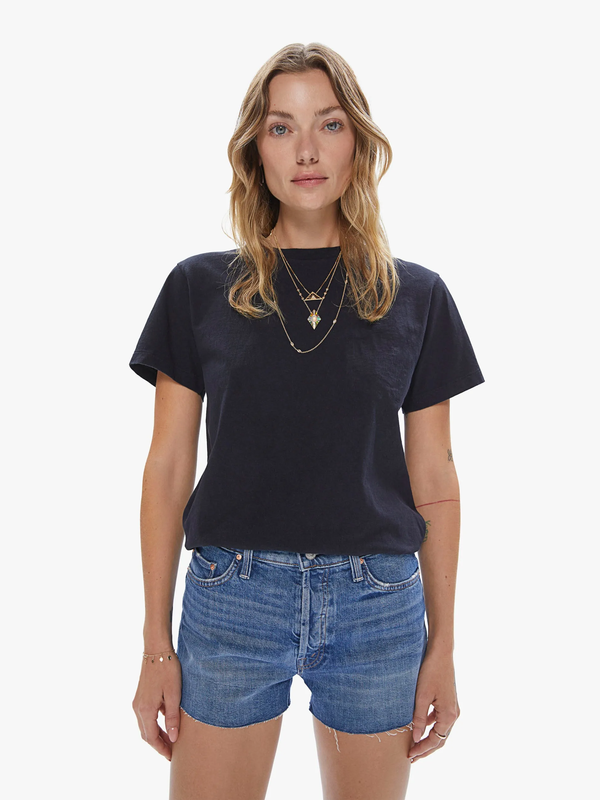 Velva Sheen Rolled Short Sleeve Tee - Black sold by MOTHER