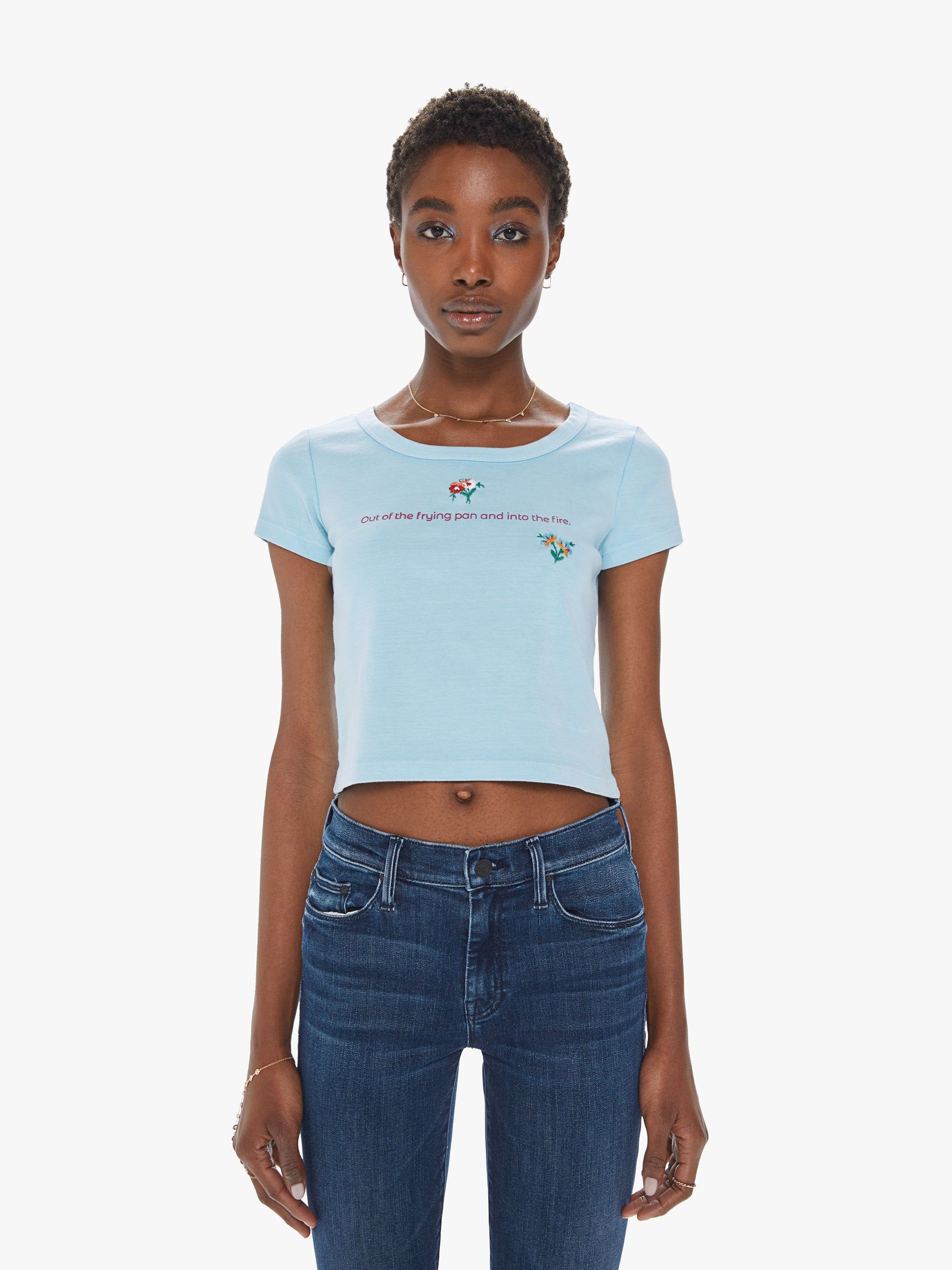 The Itty Bitty Scoop Neck Tee - Into The Fire sold by MOTHER