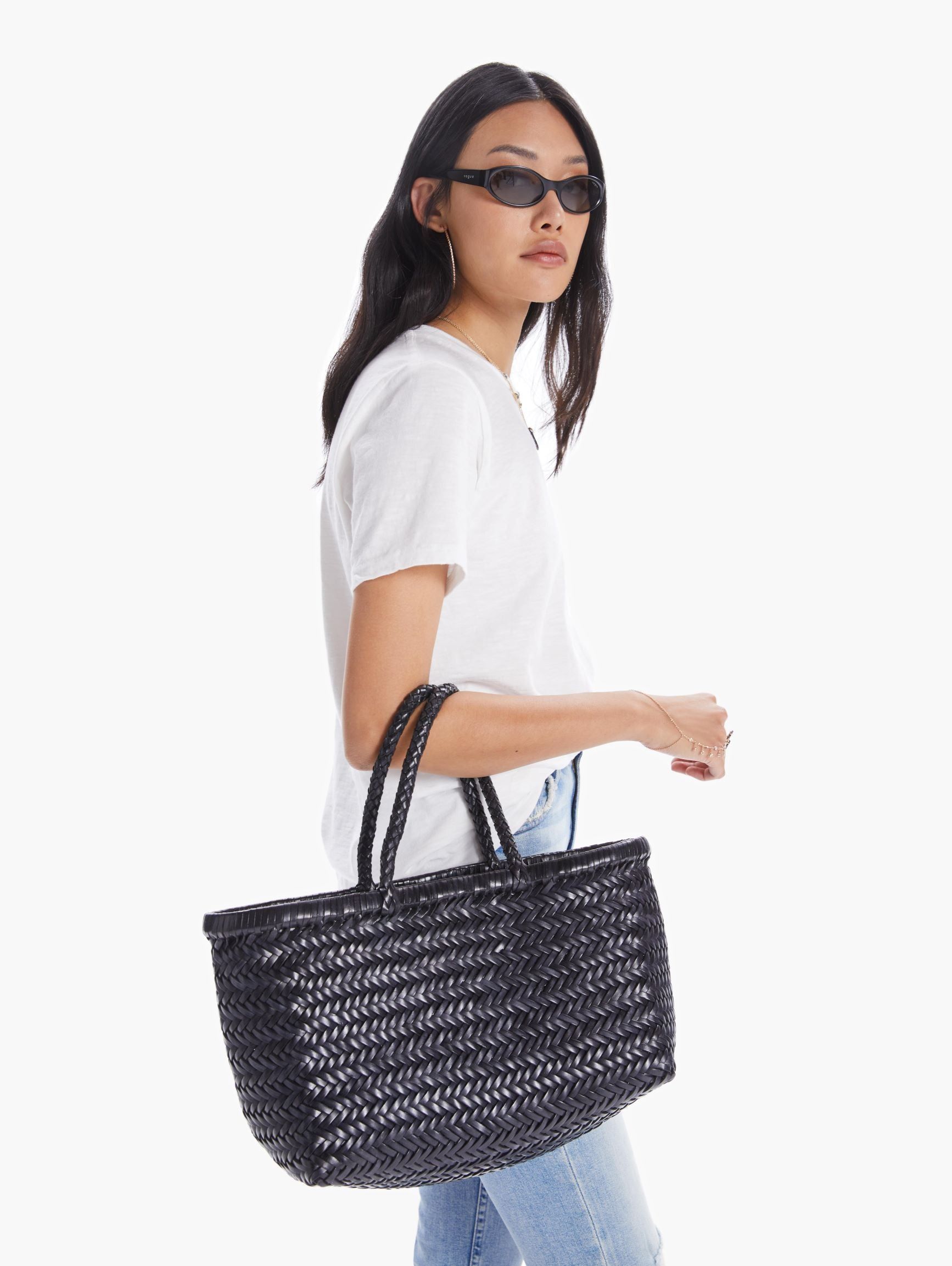 Basket Case Goa Medium Leather Tote - Black sold by MOTHER