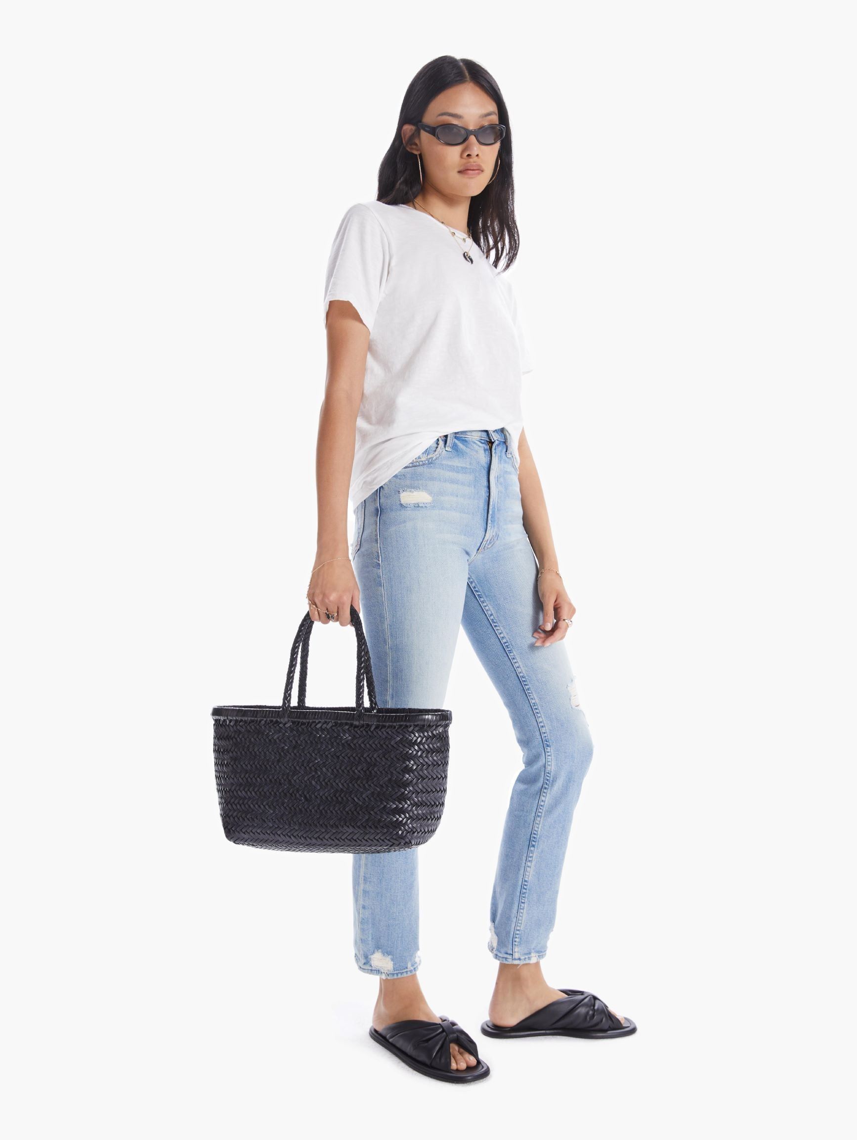 Basket Case Goa Medium Leather Tote - Black sold by MOTHER product image thumbnail 3