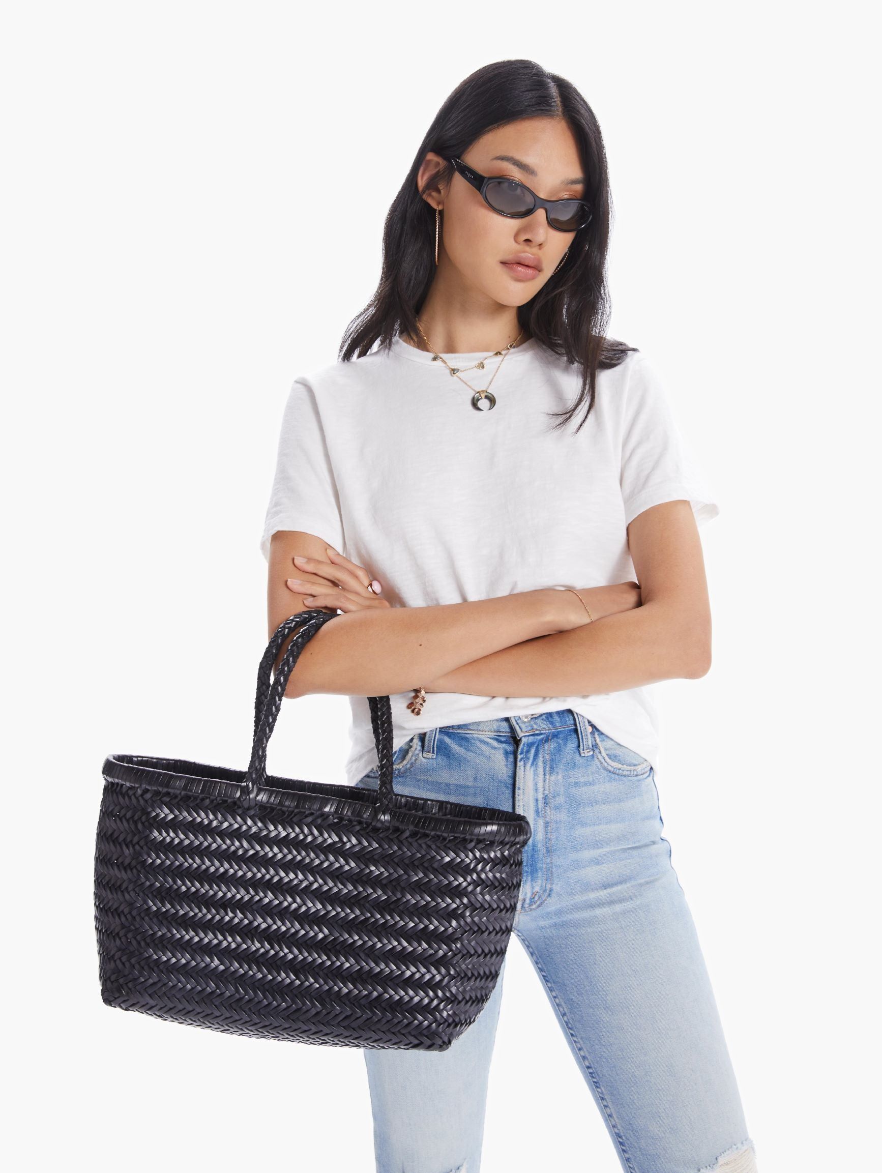 Basket Case Goa Medium Leather Tote - Black sold by MOTHER product image thumbnail 4