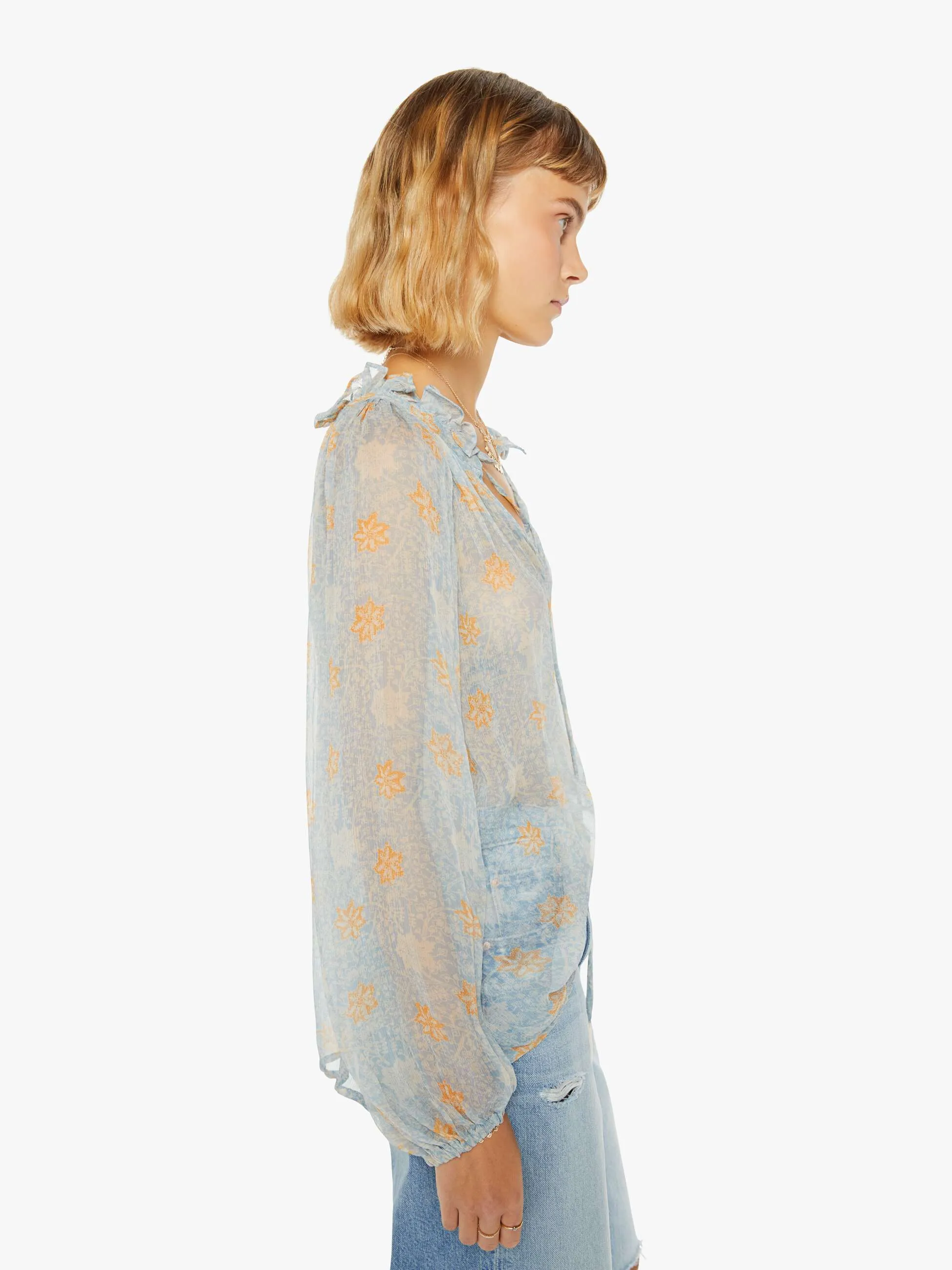 Natalie Martin Penny Blouse - Snowflake Print Tangerine sold by MOTHER product image thumbnail 2
