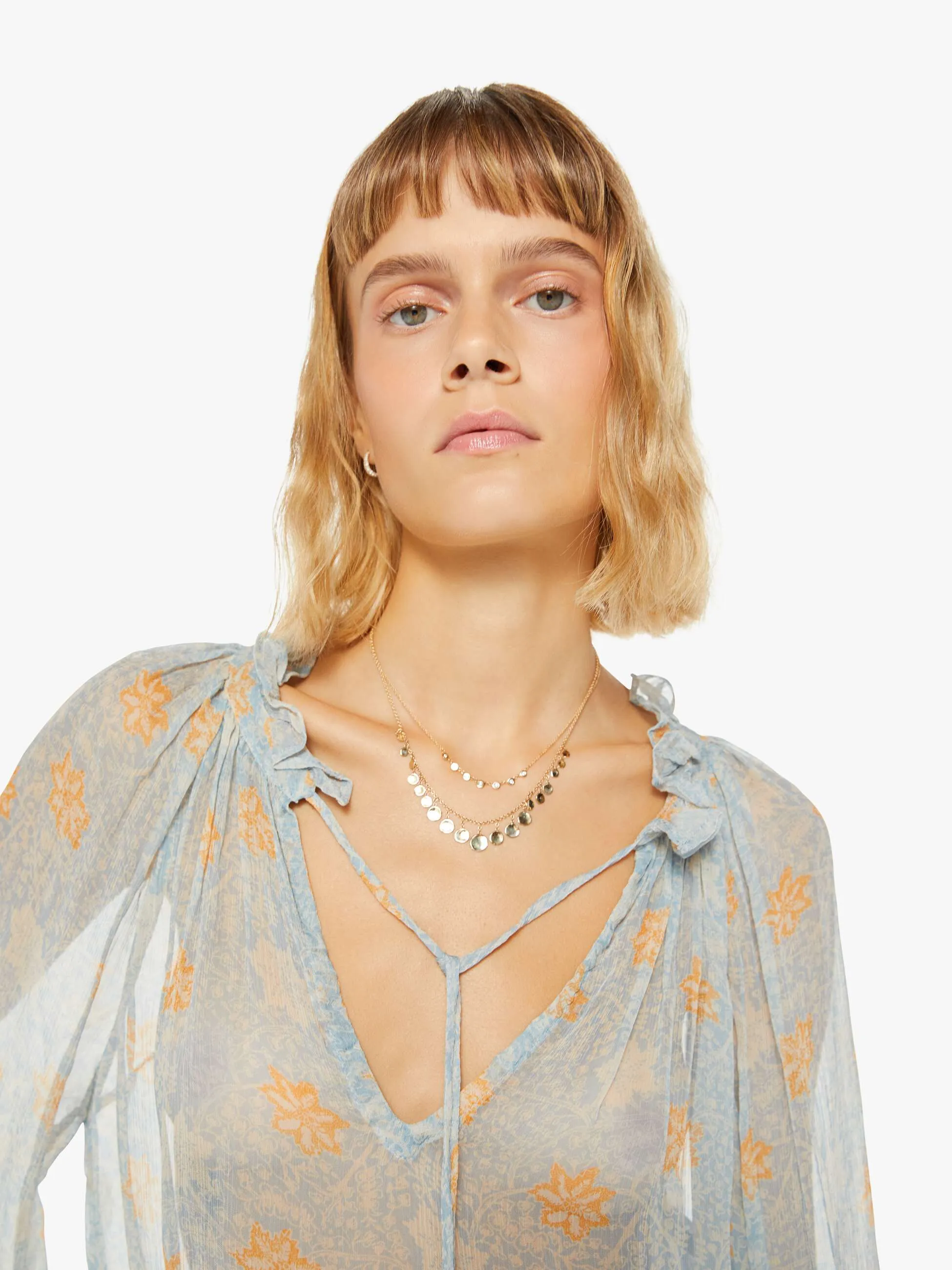 Natalie Martin Penny Blouse - Snowflake Print Tangerine sold by MOTHER product image thumbnail 5