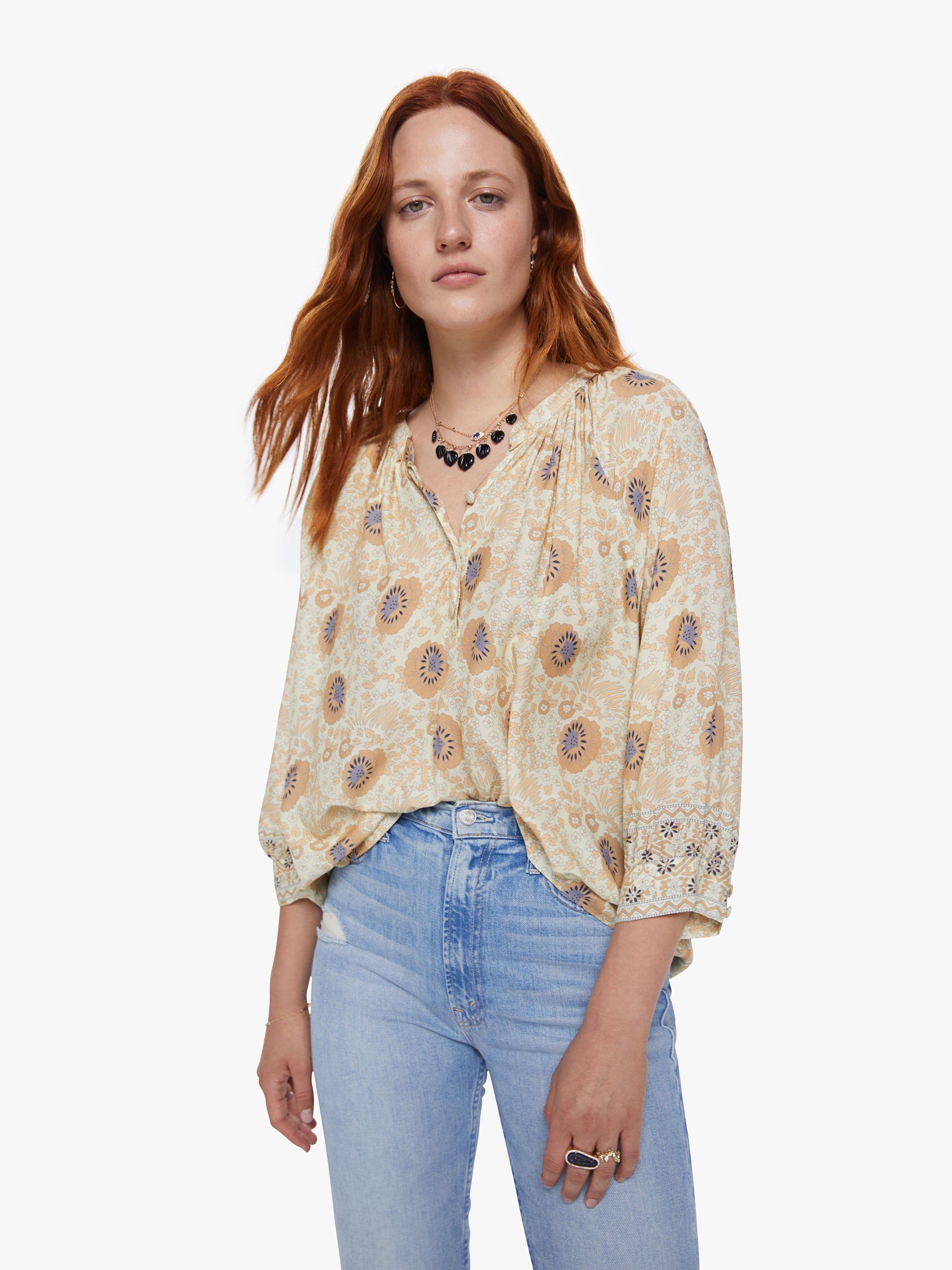 Natalie Martin Remy Top - Vintage Flowers Sand sold by MOTHER product image thumbnail 2