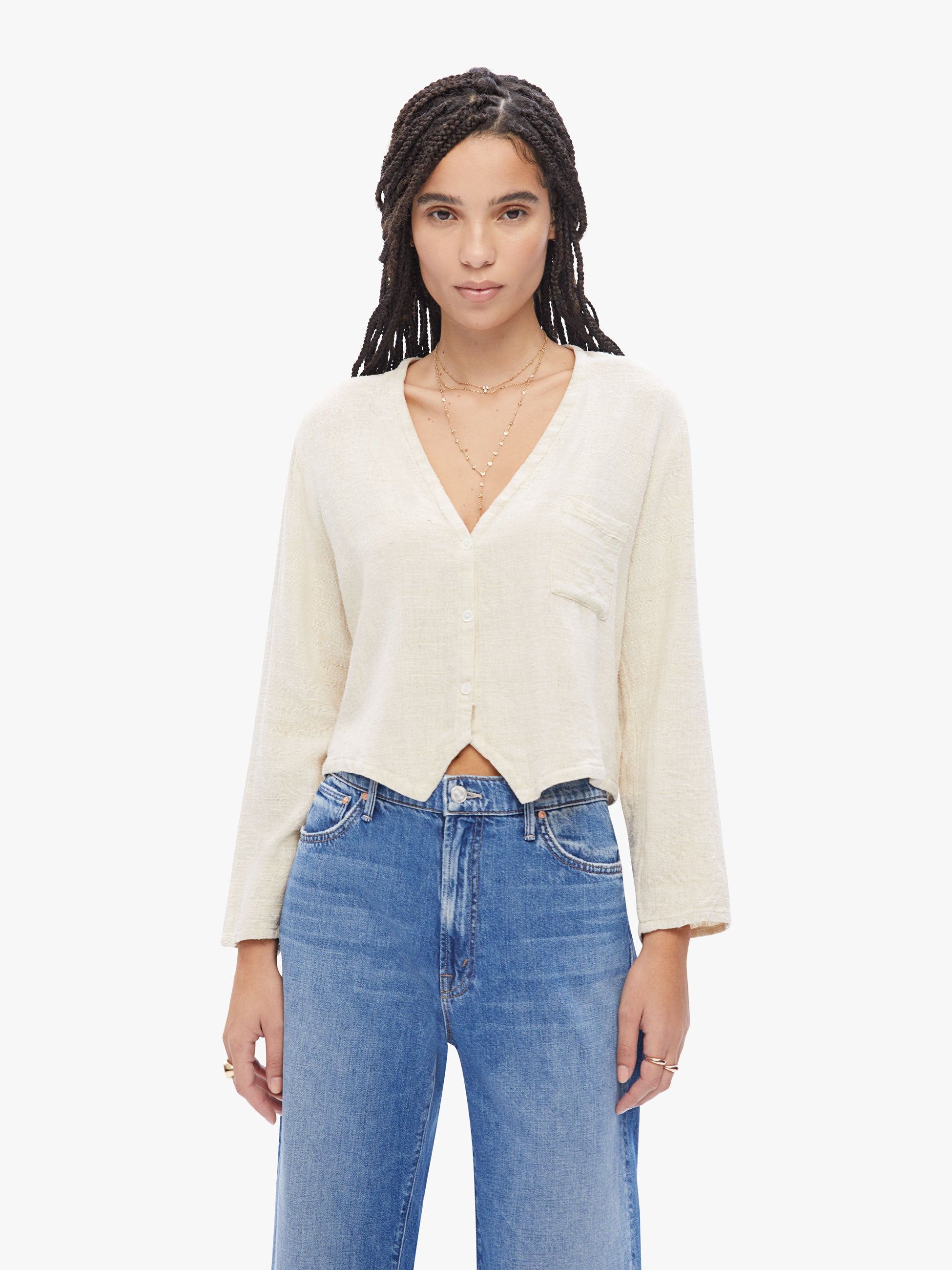 Elsa Esturgie Ile Cardigan - Ecru sold by MOTHER product image thumbnail 2