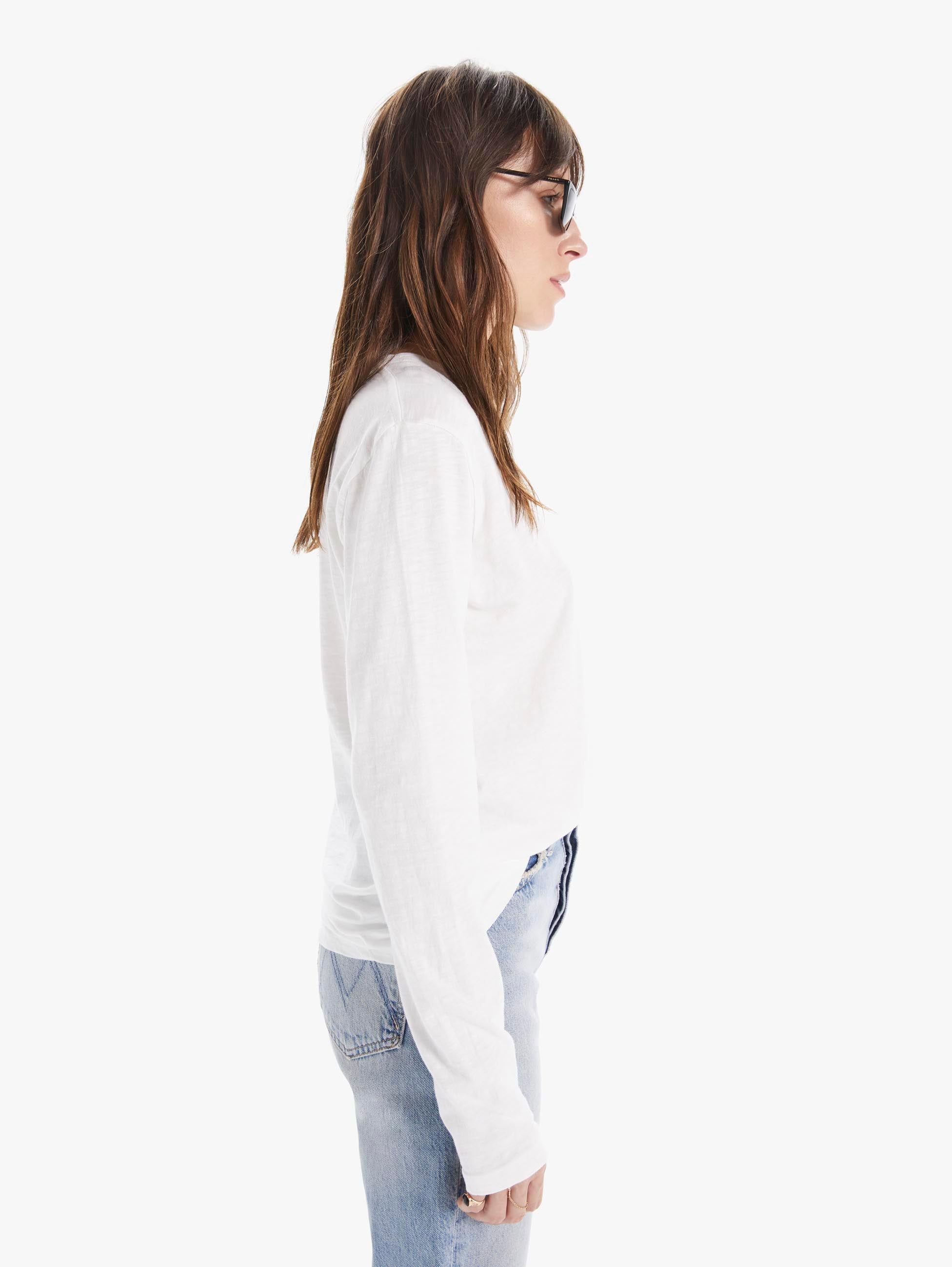 Velva Sheen Rolled Long Sleeve Tee - White sold by MOTHER product image thumbnail 2