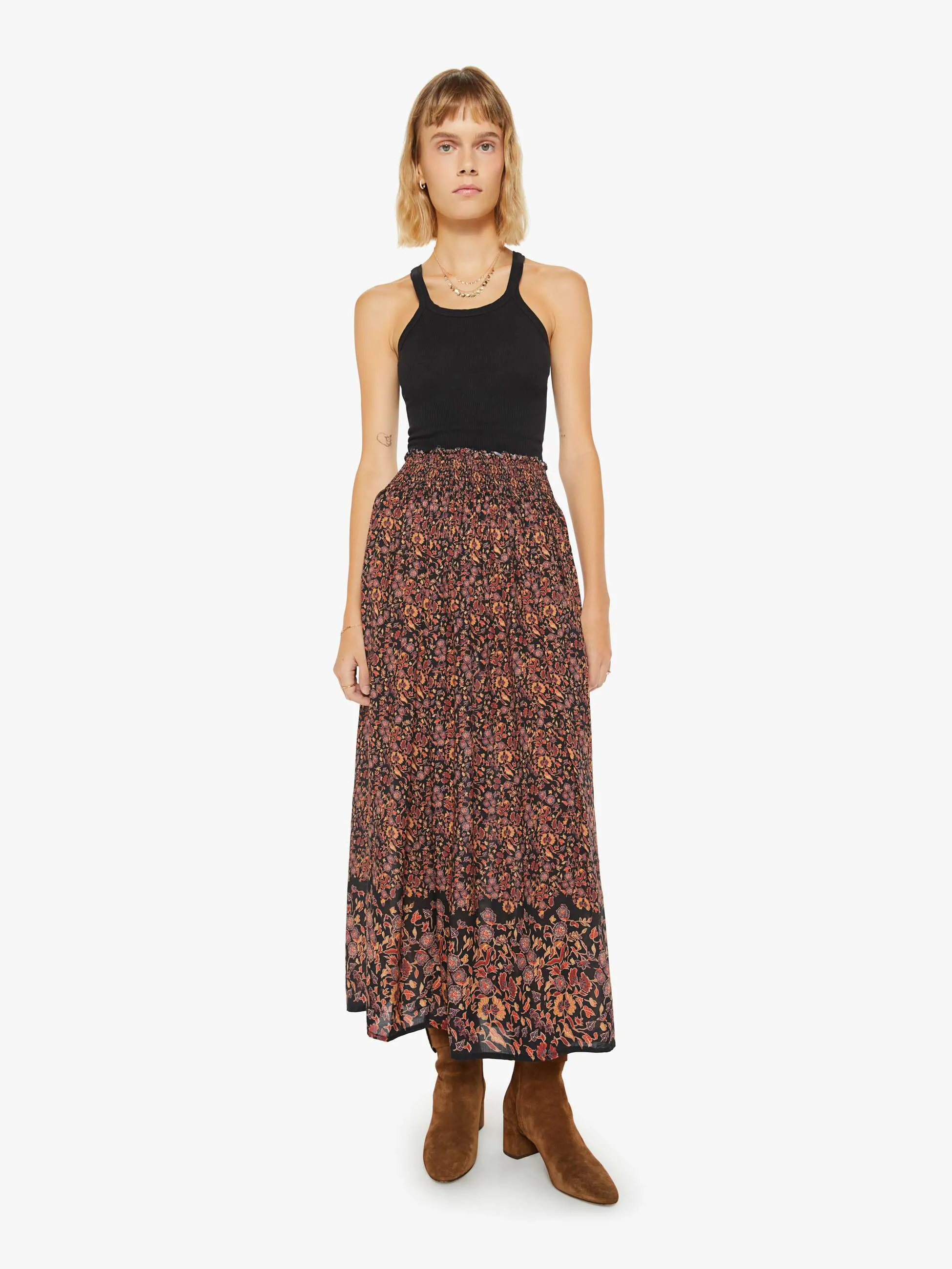 Natalie Martin Bella Skirt - Petite Fleur Print Noire sold by MOTHER