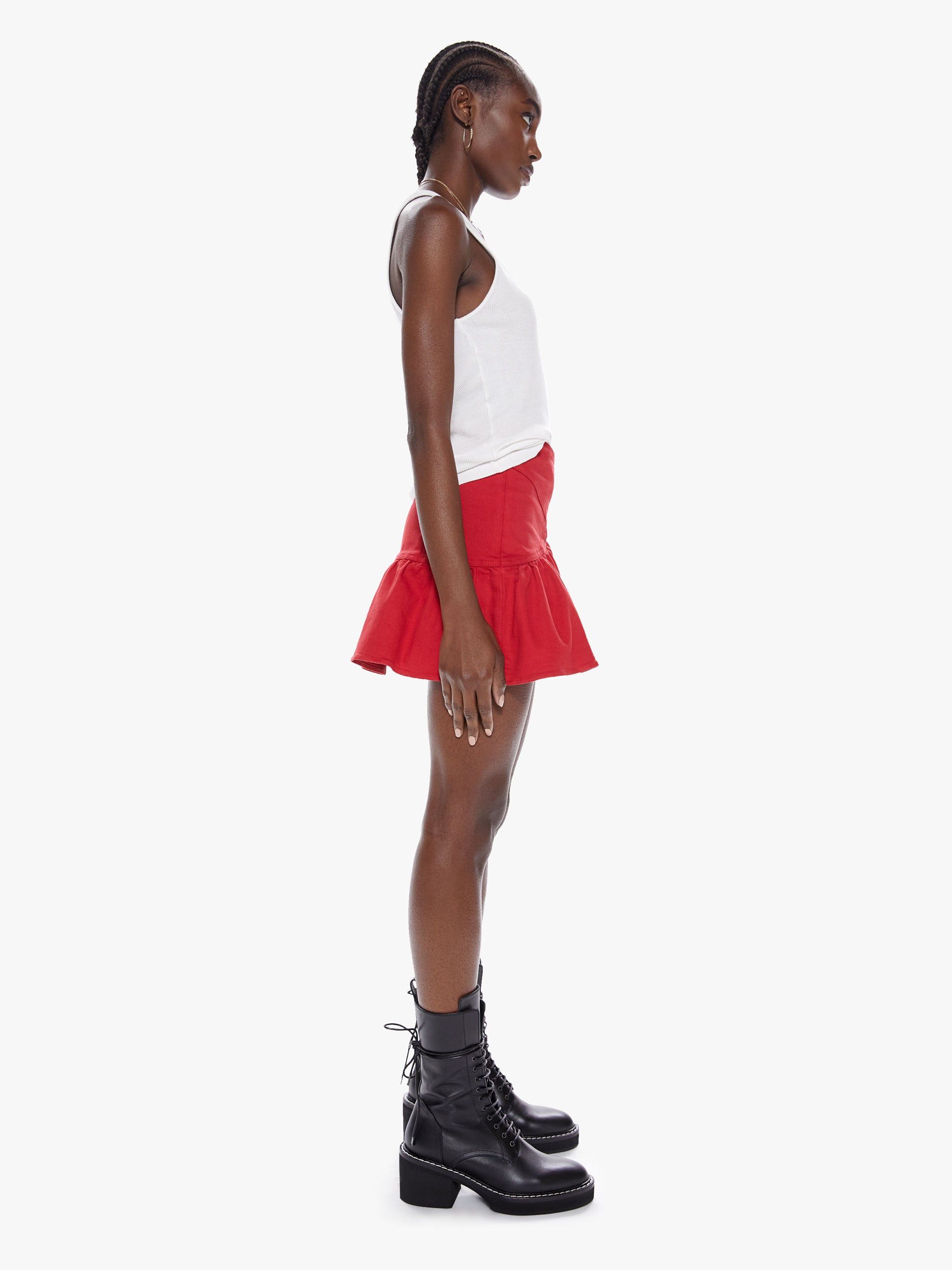 The Minx Mini Skirt - Ribbon Red sold by MOTHER product image thumbnail 3