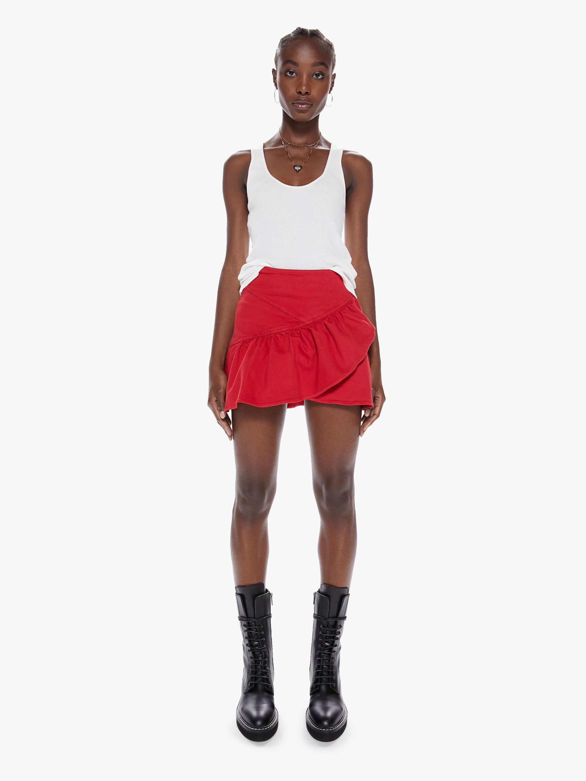 The Minx Mini Skirt - Ribbon Red sold by MOTHER product image thumbnail 2