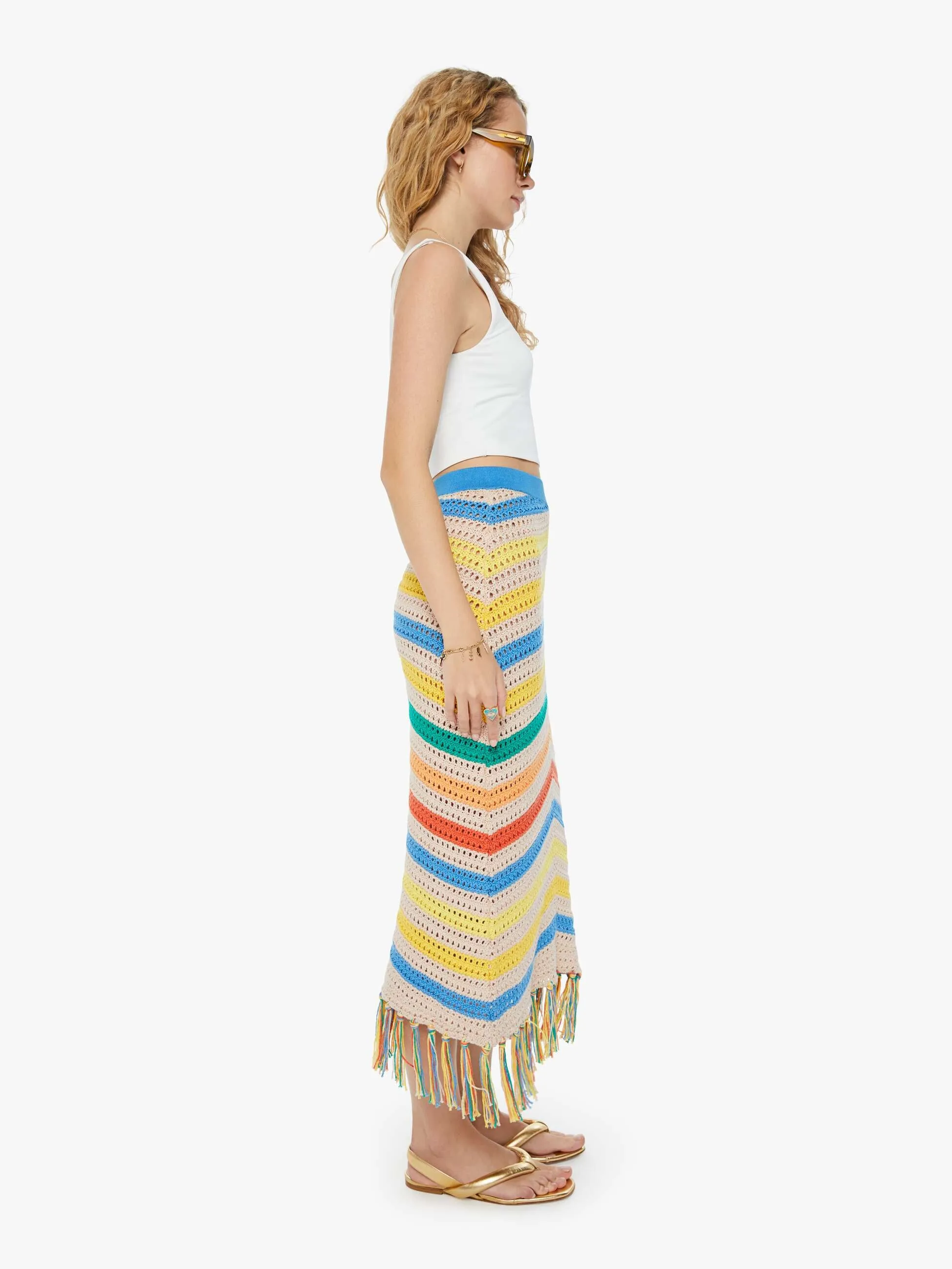 The Fringe Midi Skirt - Candy Stripe sold by MOTHER product image thumbnail 2