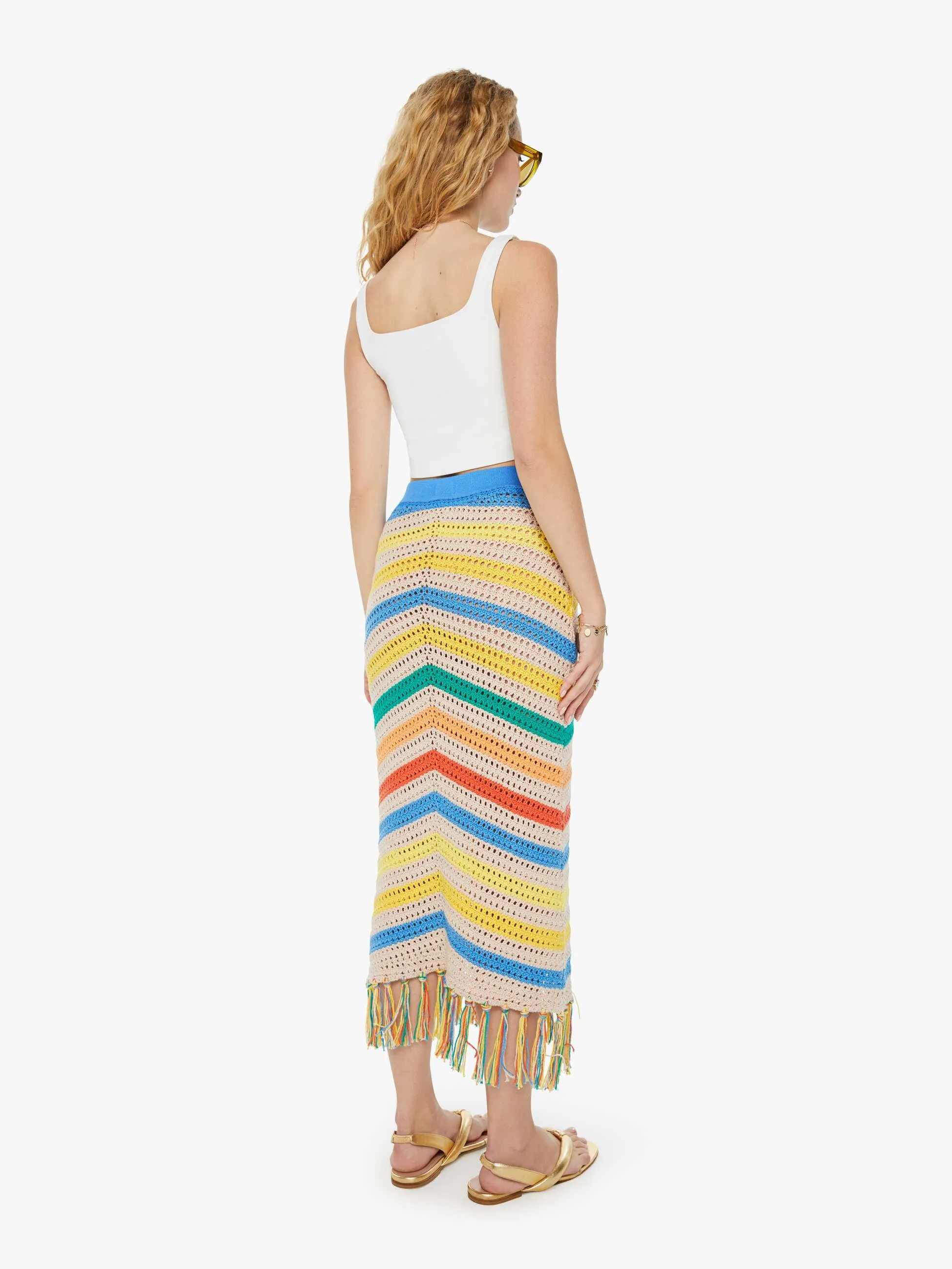The Fringe Midi Skirt - Candy Stripe sold by MOTHER product image thumbnail 3