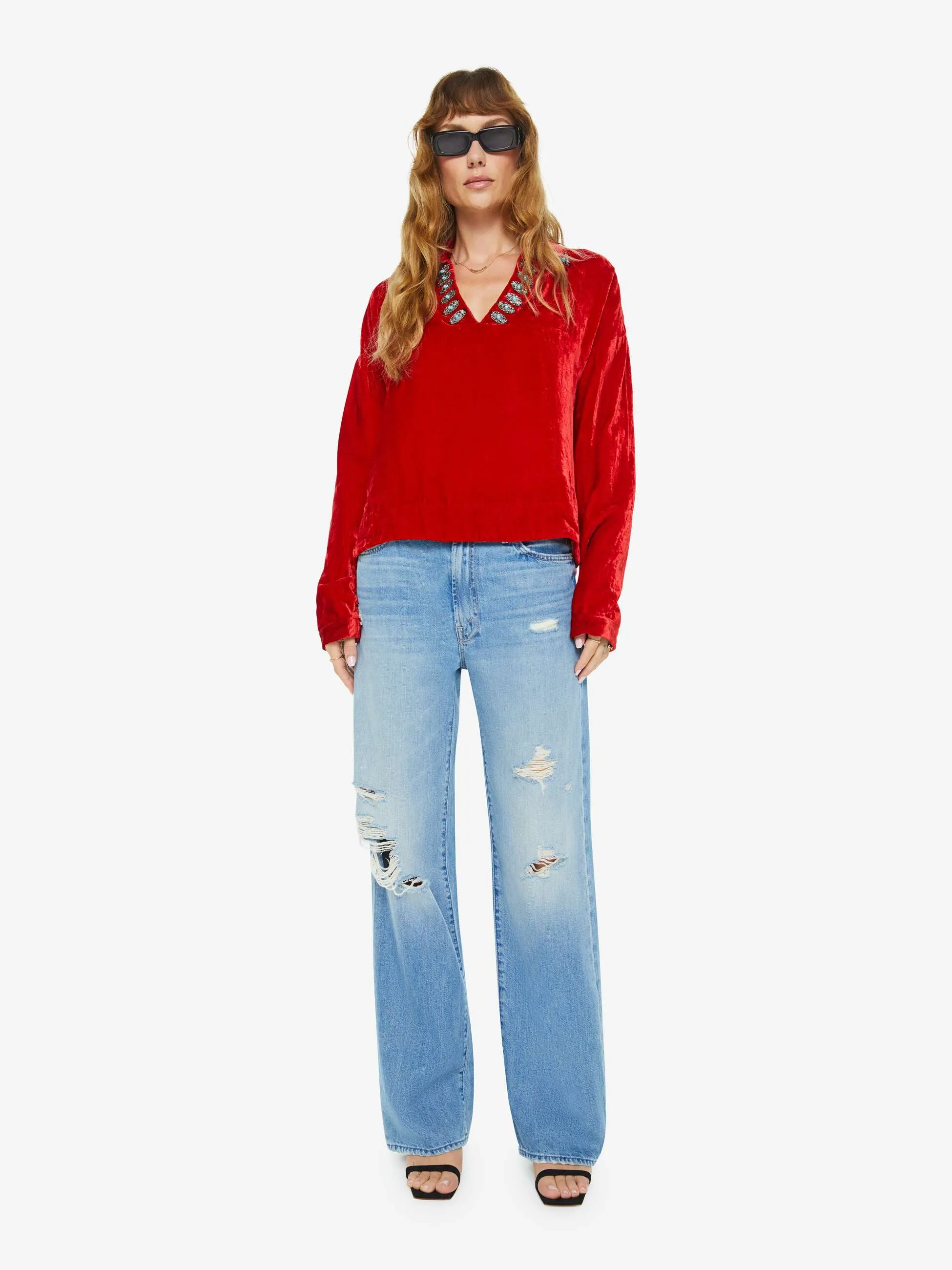 Alix Of Bohemia Dylan Velvet Tunic - Ruby sold by MOTHER product image thumbnail 5