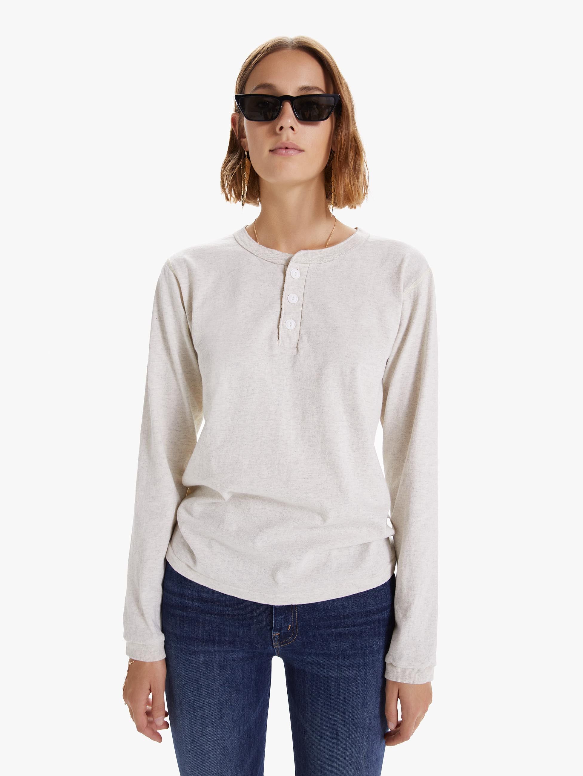 Velva Sheen Tubular Long Sleeve Henley Tee - Oatmeal sold by MOTHER