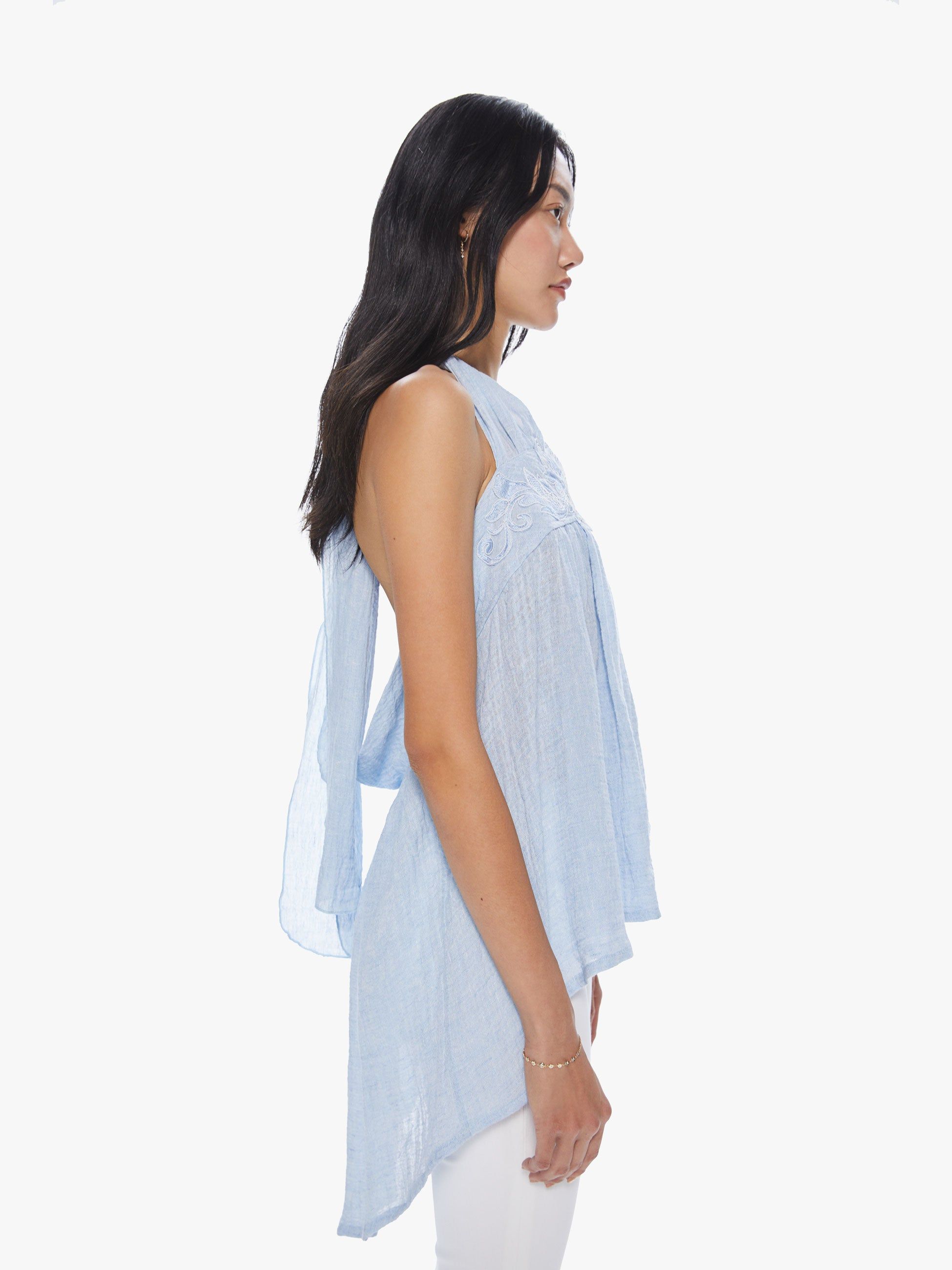 Maurizio Mykonos Open Back Knot Top - Sky Blue sold by MOTHER product image thumbnail 3