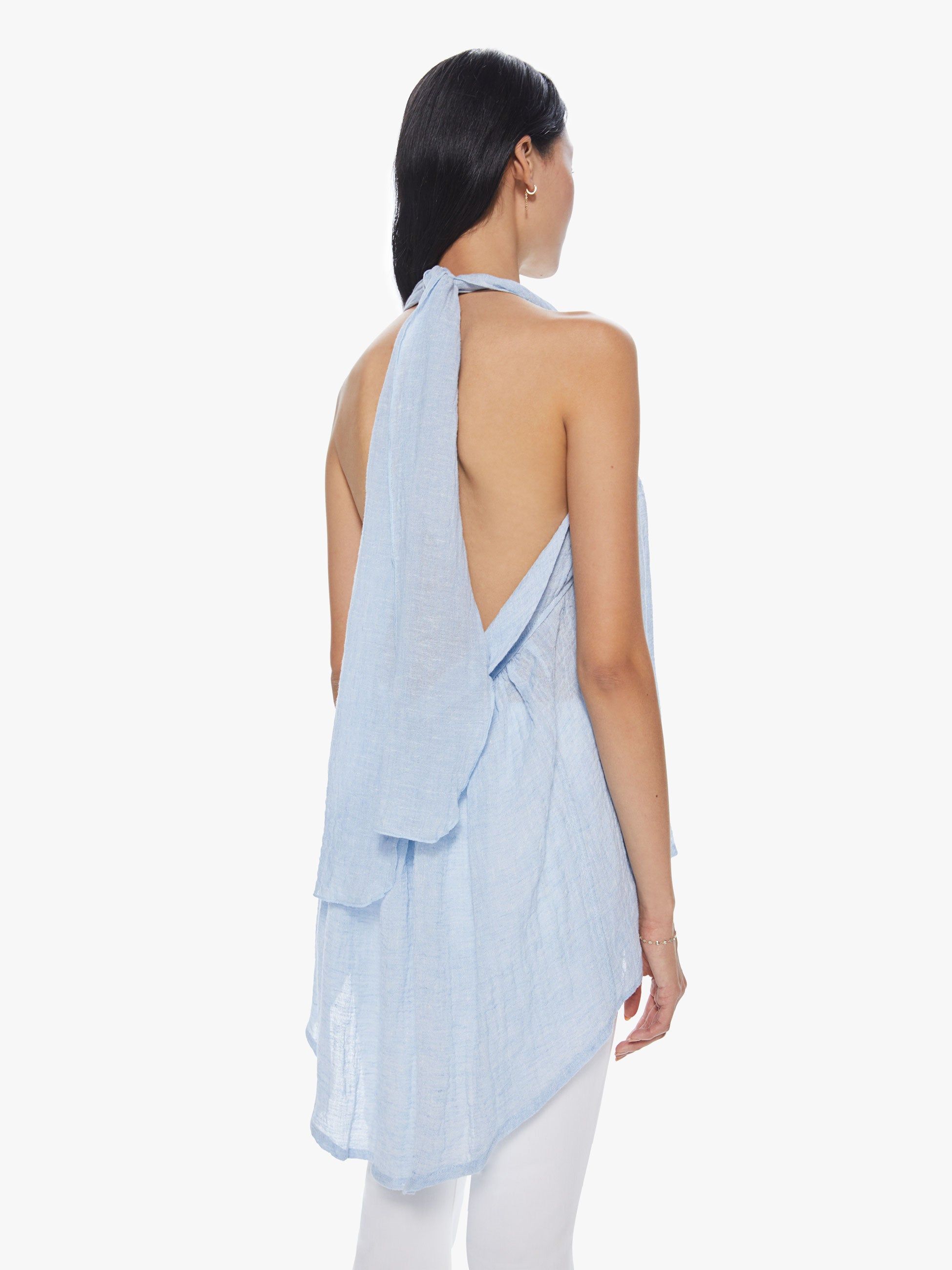 Maurizio Mykonos Open Back Knot Top - Sky Blue sold by MOTHER product image thumbnail 4