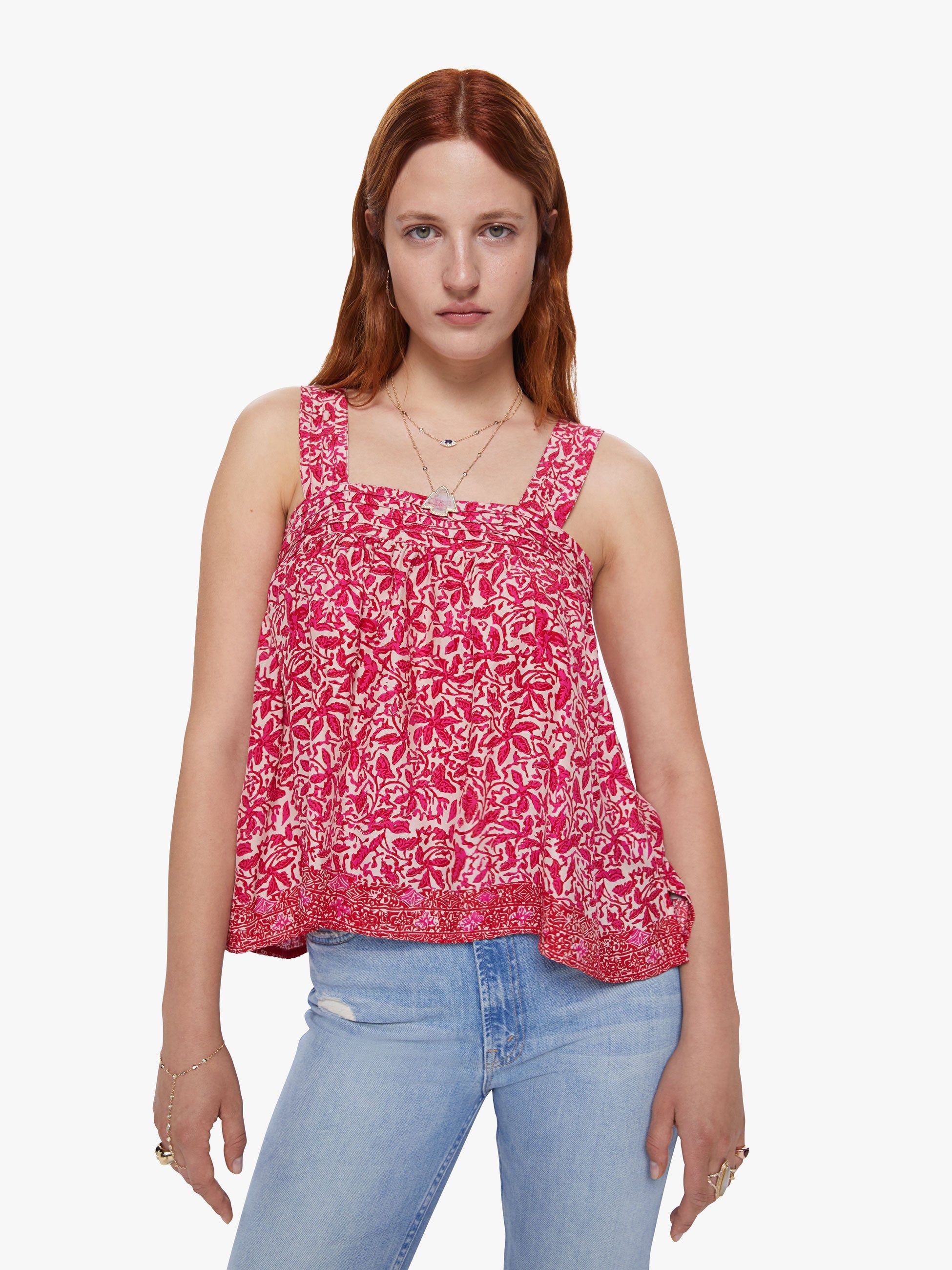 Natalie Martin Jasmine Top - Gloriosa Print Flamingo sold by MOTHER