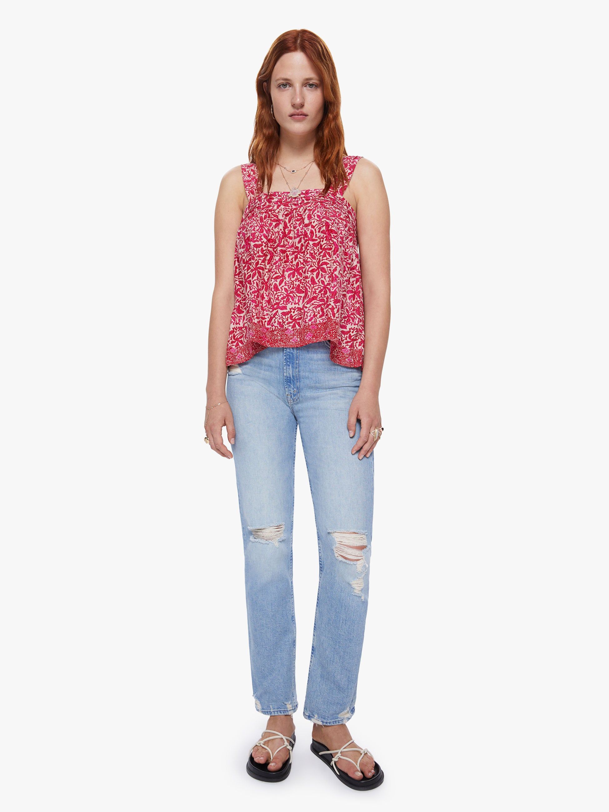 Natalie Martin Jasmine Top - Gloriosa Print Flamingo sold by MOTHER product image thumbnail 5