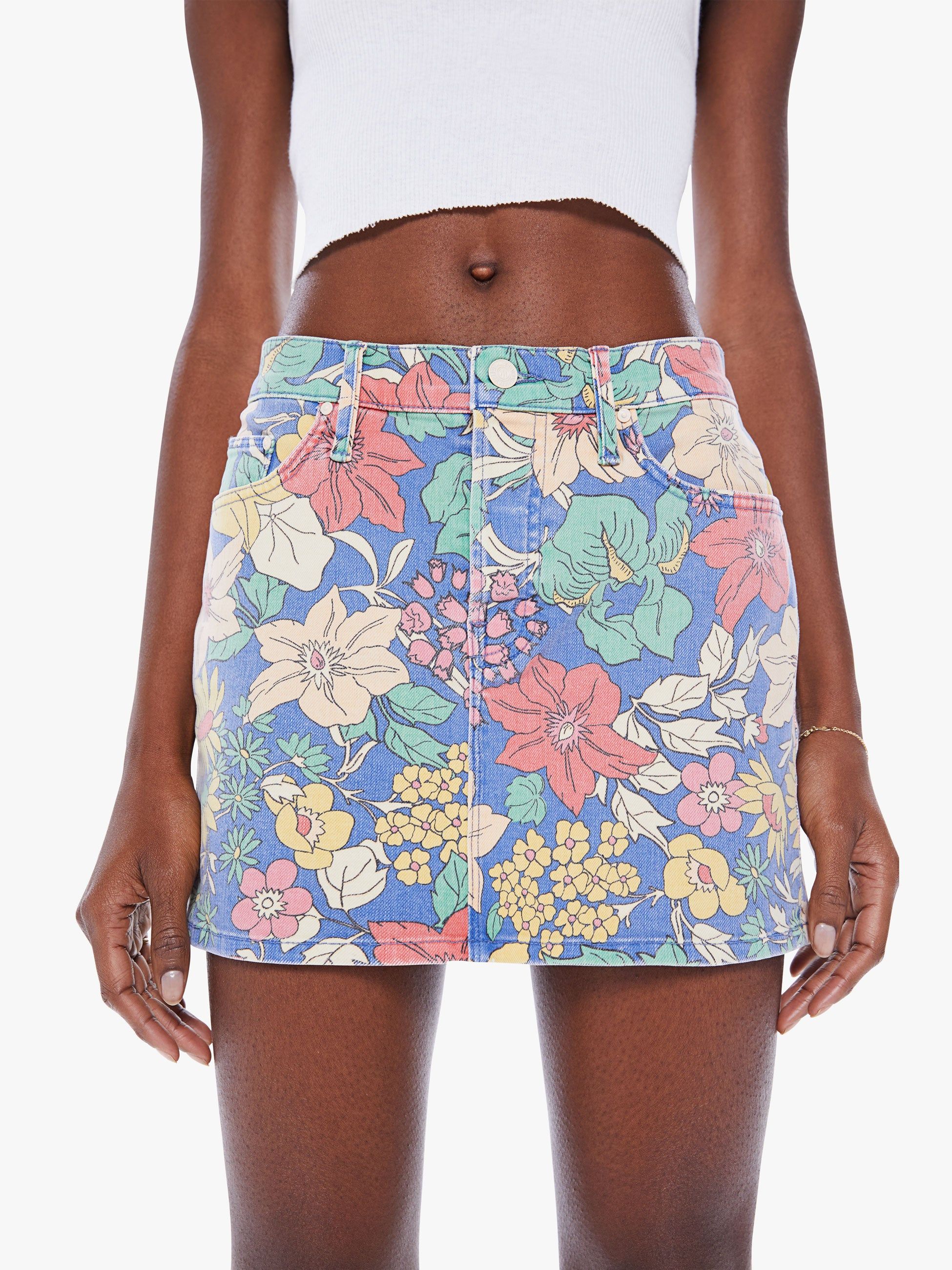 The Vagabond Mini Skirt - Fresh Blooms sold by MOTHER product image thumbnail 5